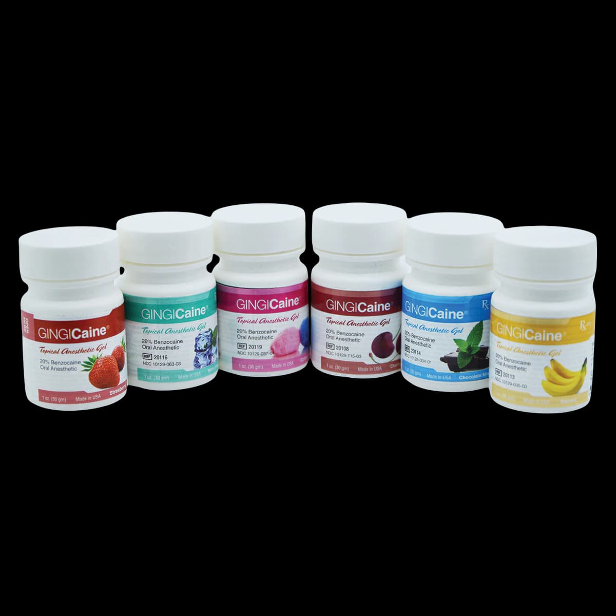 Gingi-Pak GINGICaine Topical Anesthetic Gel, 20% Benzocaine, Variety Pack (6 x 1 oz Jars), 20111 thumbnail 2