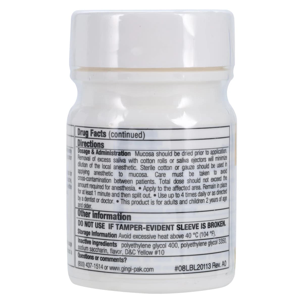 Gingicaine Topical Anesthetic Gel, 20% Benzocaine, 1 oz Jar, Banana Flavor, 1/Pk thumbnail 3