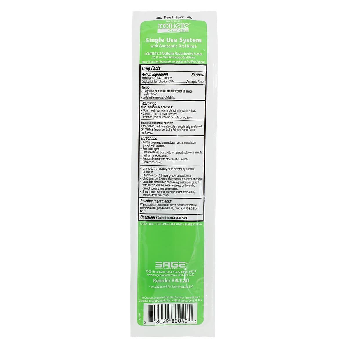 Toothette-Plus Oral Swabsticks, 100/Case - Toothette-plus Oral Swabs - Image 1