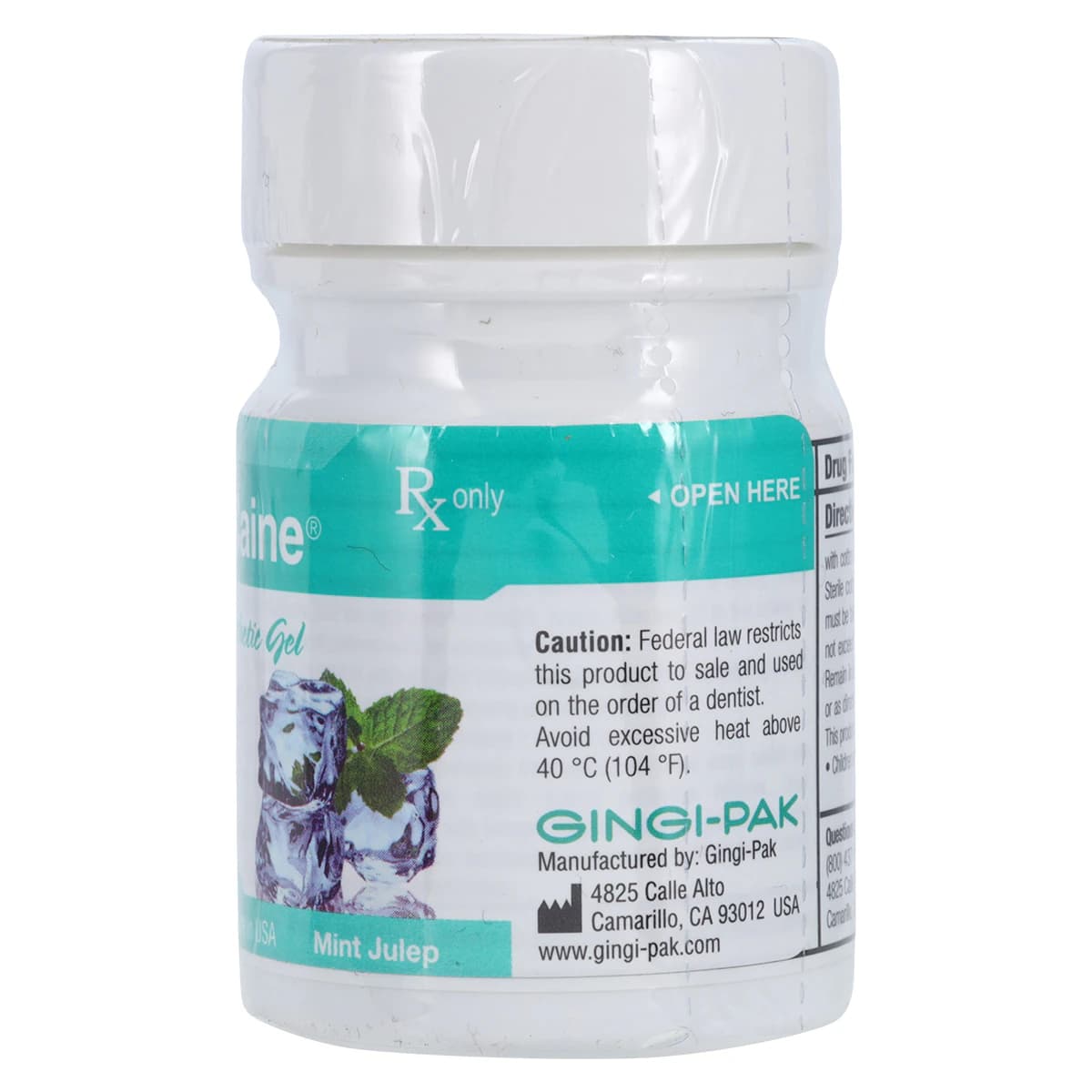 Gingicaine Topical Anesthetic Gel, 20% Benzocaine, Mint Julep, 1 oz Jar, 20116 thumbnail 2