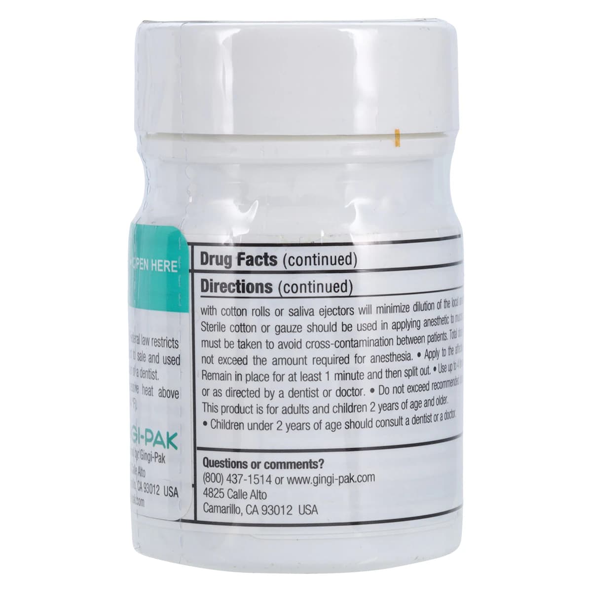 Gingicaine Topical Anesthetic Gel, 20% Benzocaine, Mint Julep, 1 oz Jar, 20116 thumbnail 3