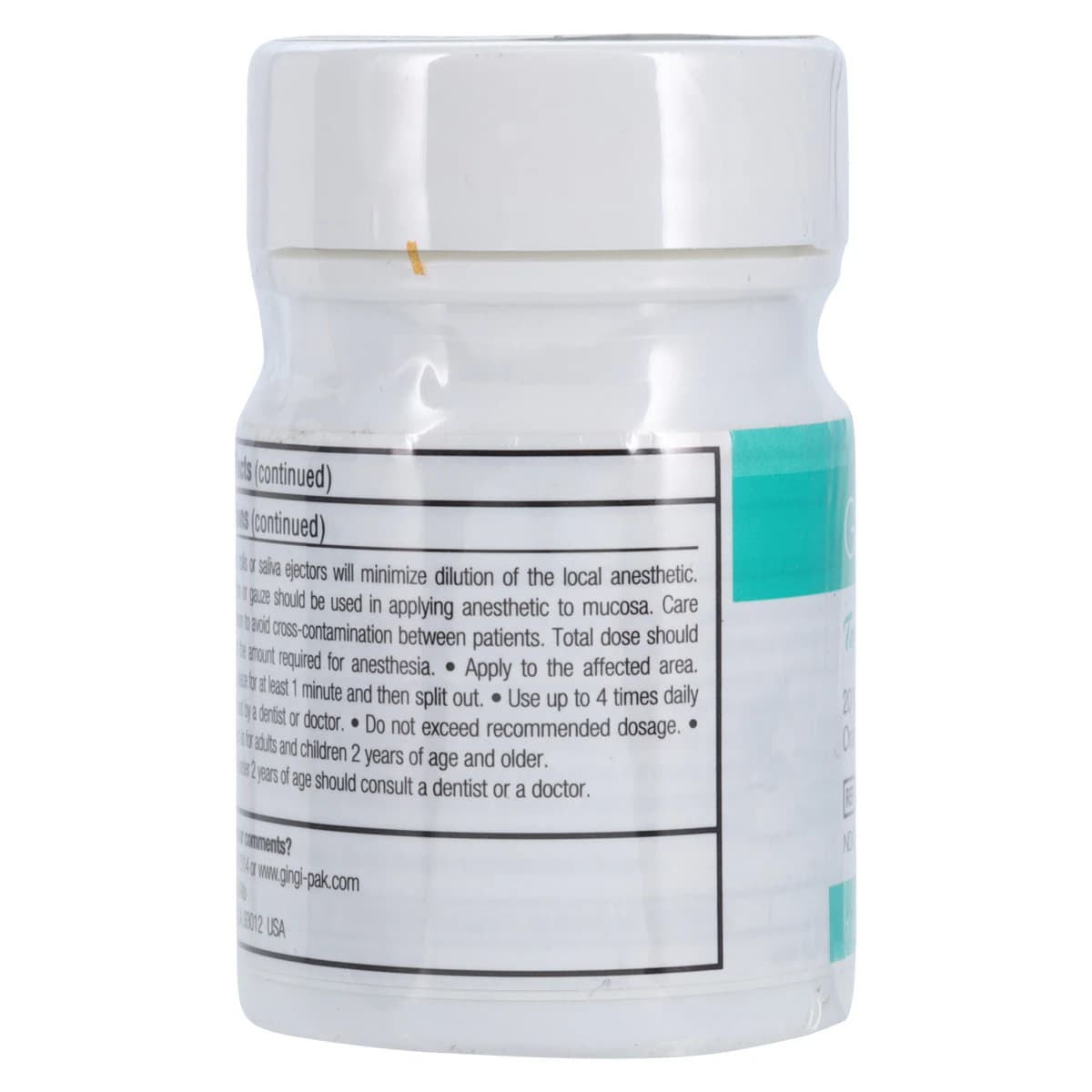 Gingicaine Topical Anesthetic Gel, 20% Benzocaine, Mint Julep, 1 oz Jar, 20116 thumbnail 4
