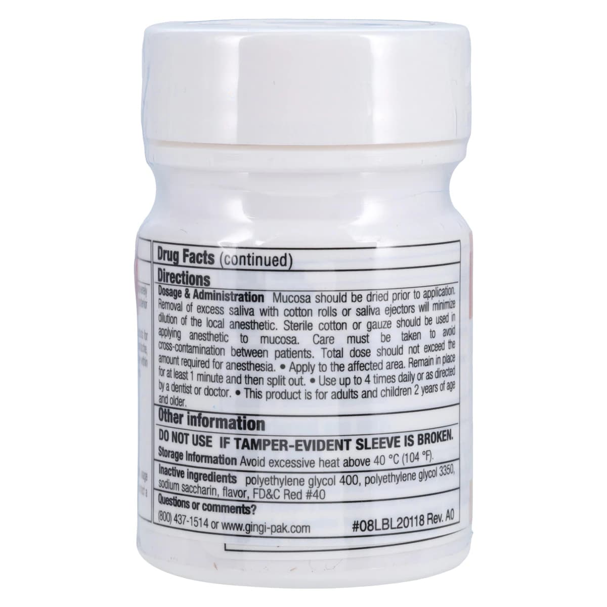 Gingicaine Topical Anesthetic Gel, 20% Benzocaine, Strawberry, 1 oz Jar thumbnail 2