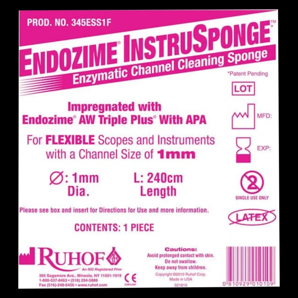 Endozime Instrusponge 1F Enzymatic Sponge, 1 mm, 8 ft, 100/Case - Endozime Instrusponge 1F - Image 1