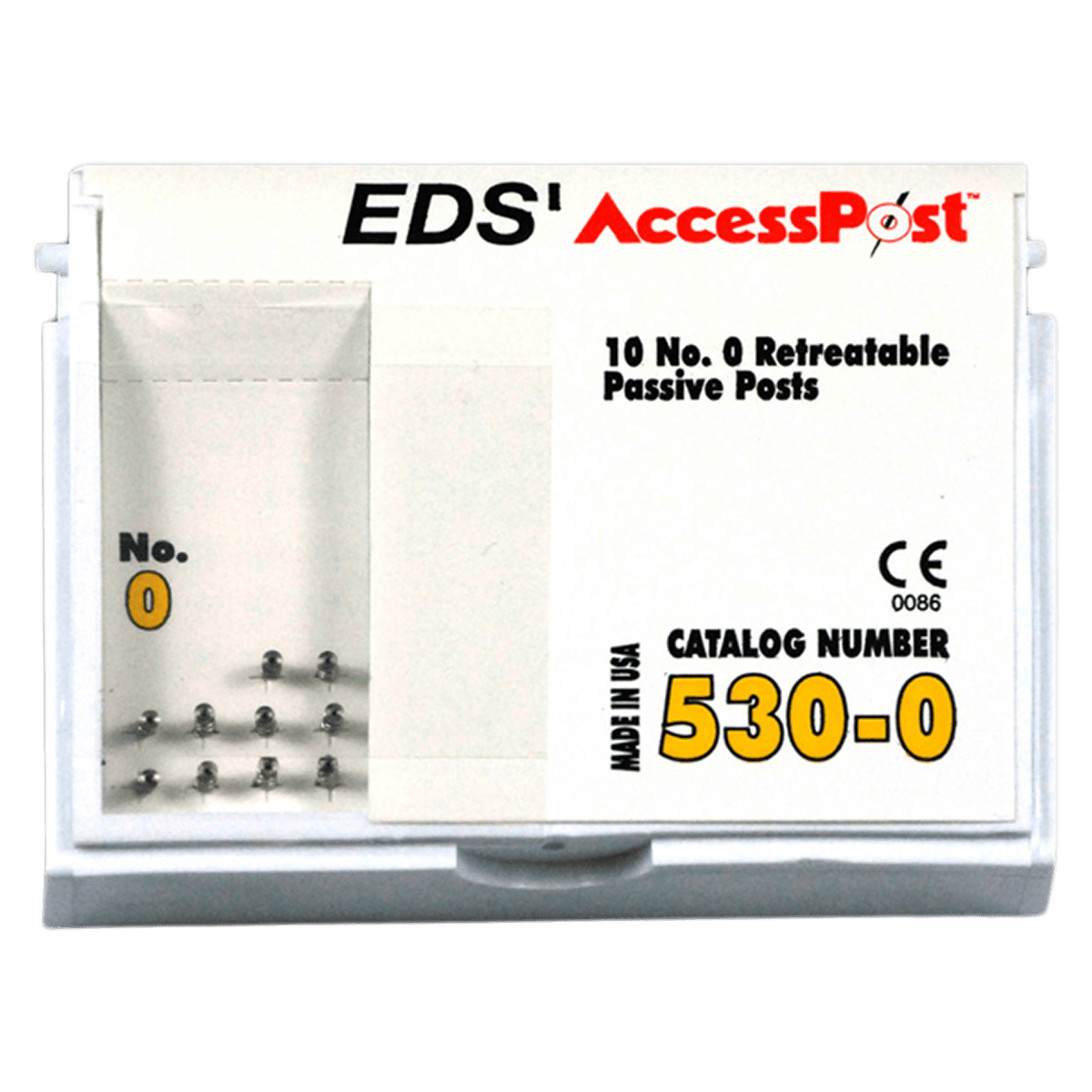 AccessPost Stainless Steel Passive Post Refill, Size #0, Yellow, 10/Pk, 530-0 - Accesspost Refill #0 Yellow 10/Bx - Image 1
