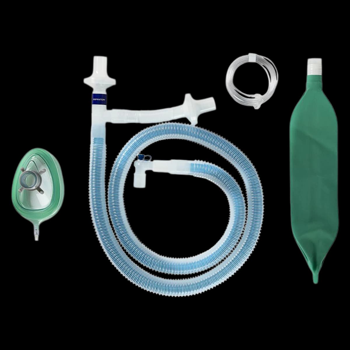 Medline Anesthesia Circuit Kit, Adult, Unilimb Tubing with 2 Bacterial/Viral Filters, 3L Bag, Gas Sampling Line, Size 5 Mask with Tail Valve, 20/Case - Kit Anes Circ Uni W/Mask LF - Image 1
