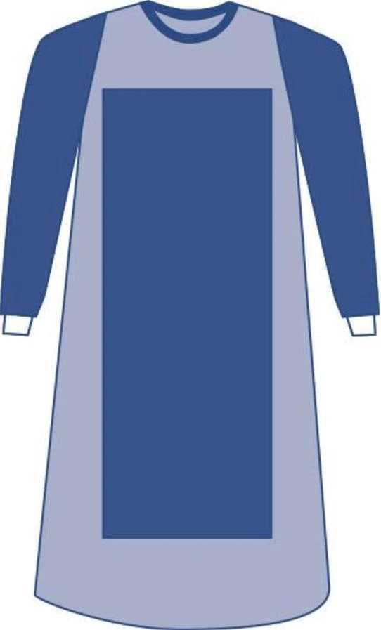 Aurora Disposable Surgical Gown, AAMI Level 4, Reinforced Poly/Premium Fabric, 2X Large, Blue, Hook & Loop Neck, Breathable Impervious Sleeves, 18/Case - Gown Breathable Sleeve AAMI4 - Image 1