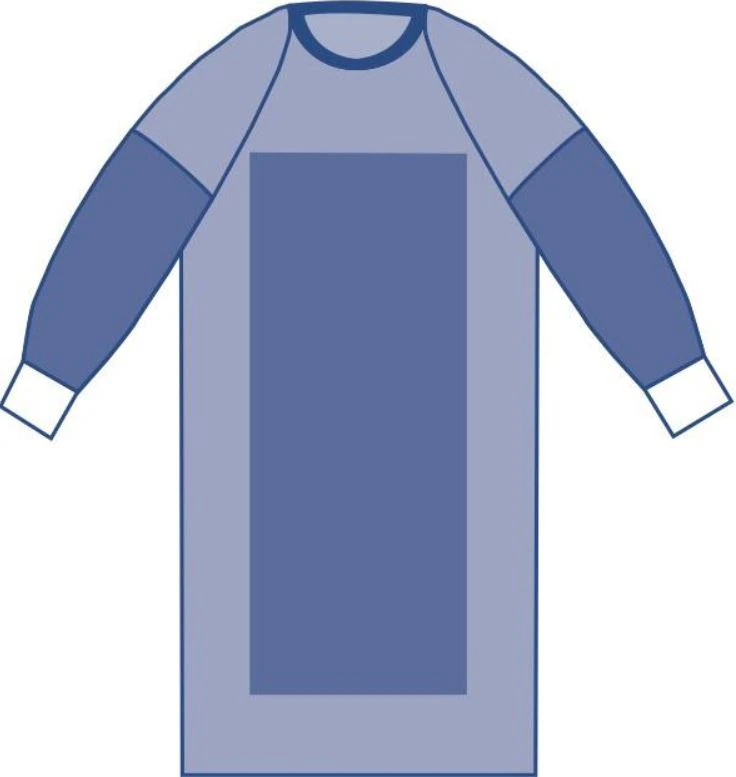 Aurora Disposable Surgical Gown, AAMI Level 4, Reinforced Poly/SMS Fabric, Large, Blue, Raglan Sleeves, 32/Case - Gown Poly AAMI4 - Image 1