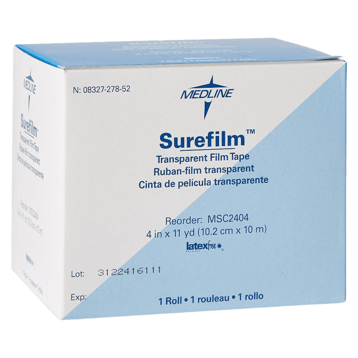 Medline Surefilm Transparent Dressing Roll, 4" x 11 yd, Transparent - Surefilm Transparent Roll - Image 1