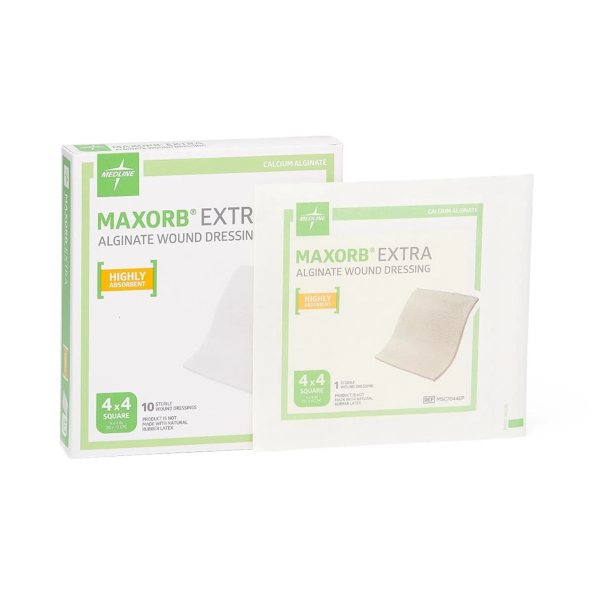 Medline Maxorb Extra CMC/Alginate Dressing, 4x4 inch, Sterile, Highly Absorbent - Maxorb Extra Cmc/Alginate - Image 1