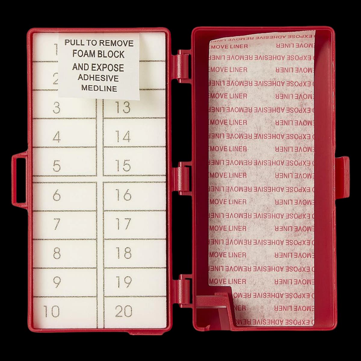 Medline Needle Counter Foam Block with Adhesive, Red, Sterile, 50/Case - Needle Counter 20 Foam/Adhsv - Image 1