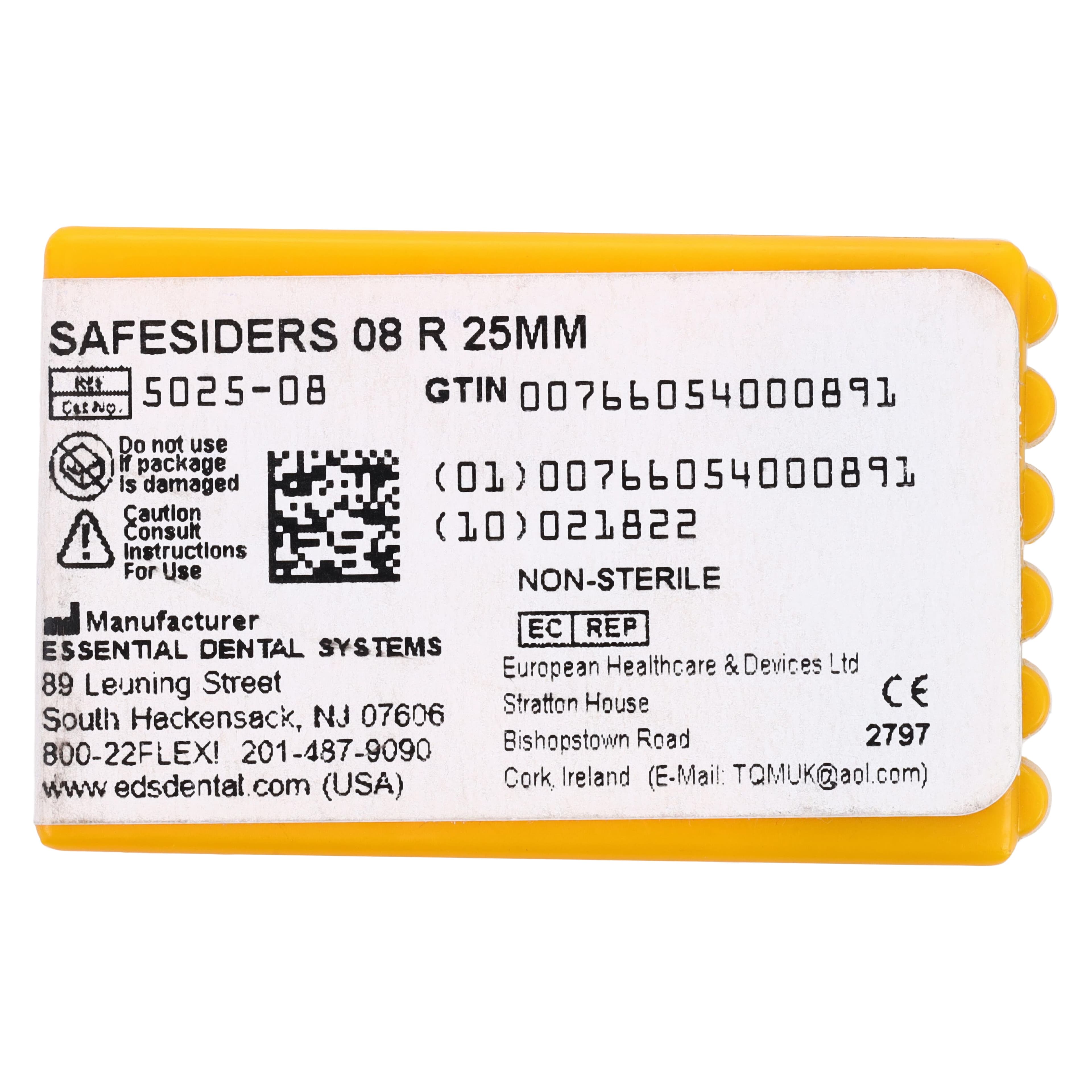 SafeSiders Endodontic Reamers, Stainless Steel, #08, 0.02 Taper, 25 mm, Grey, 6/Pkg, 5025-08 thumbnail 4