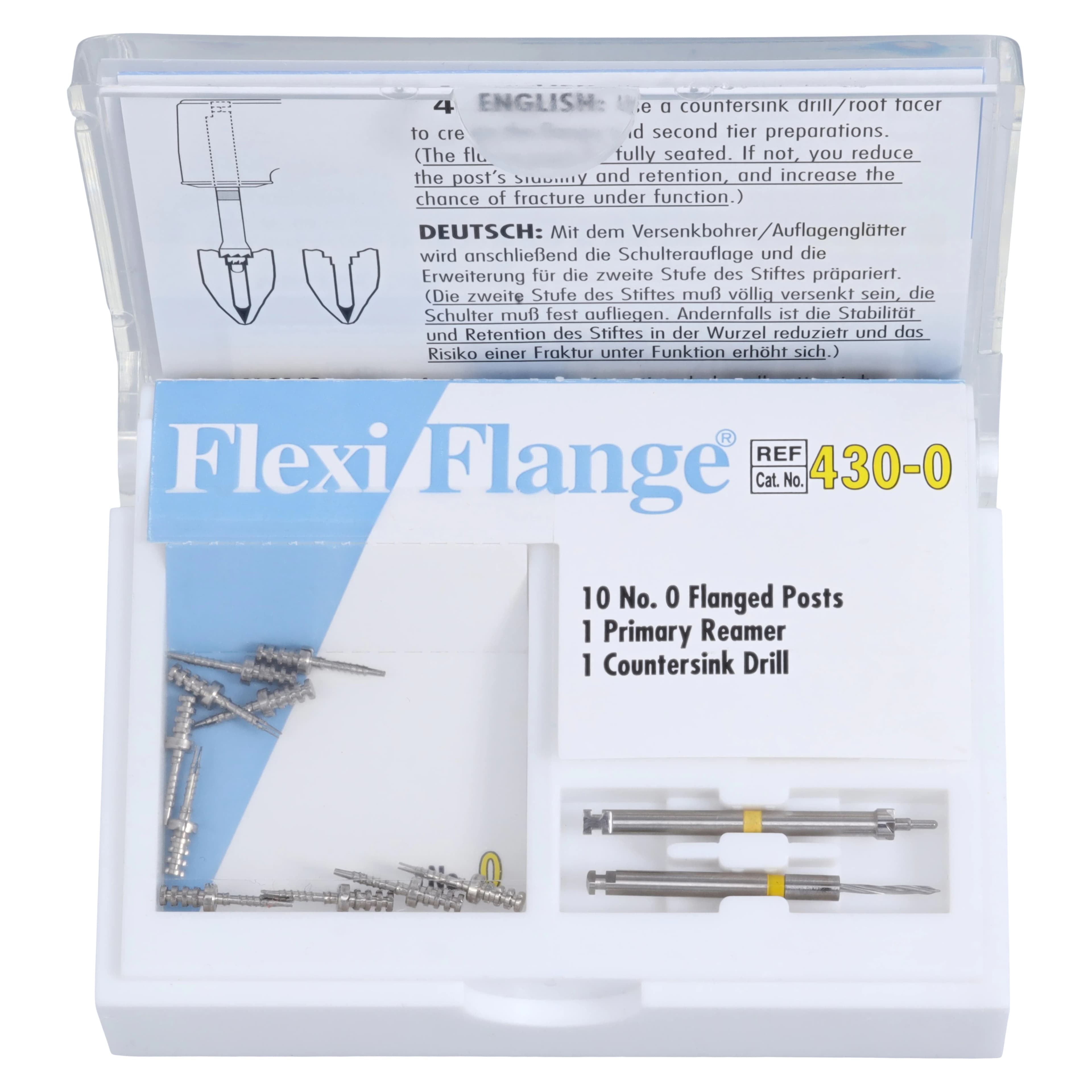 Flexi-Flange Stainless Steel Post Refill Kit, Size 0 (Yellow), 10 Posts with Reamer and Countersink Drill, 430-0 - Flexi-Flange Stainless Steel Post Refill Kit - Image 1
