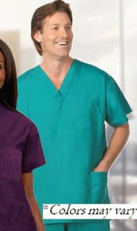 Fashion Poplin® Navy Scrub Shirt, 3-Pocket V-Neck, Unisex, X-Large, Latex-Free, Non-Fluid Resistant - Fashion Poplin® Navy Scrub Shirt with 3 Pockets Unisex X-Large Latex-Free Non-Fluid Resistant - Image 1