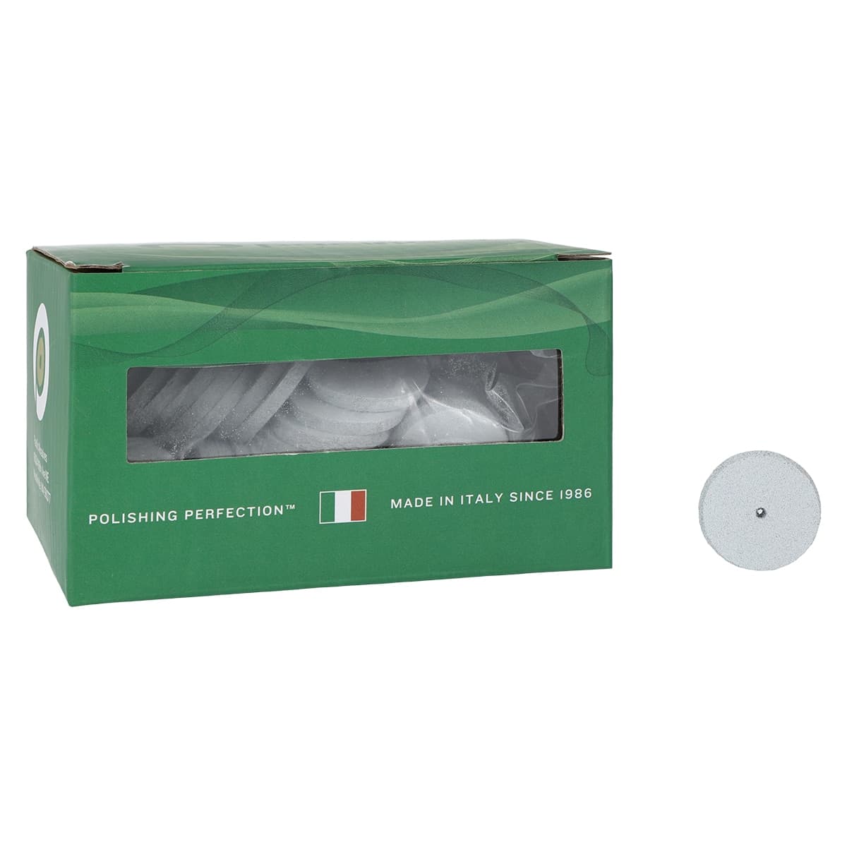 Pacific Abrasives Porcelain Polisher, Square Edge, Coarse, White, 7/8" x 1/8", 100/Box - Porcelain Polishers Square - Image 1