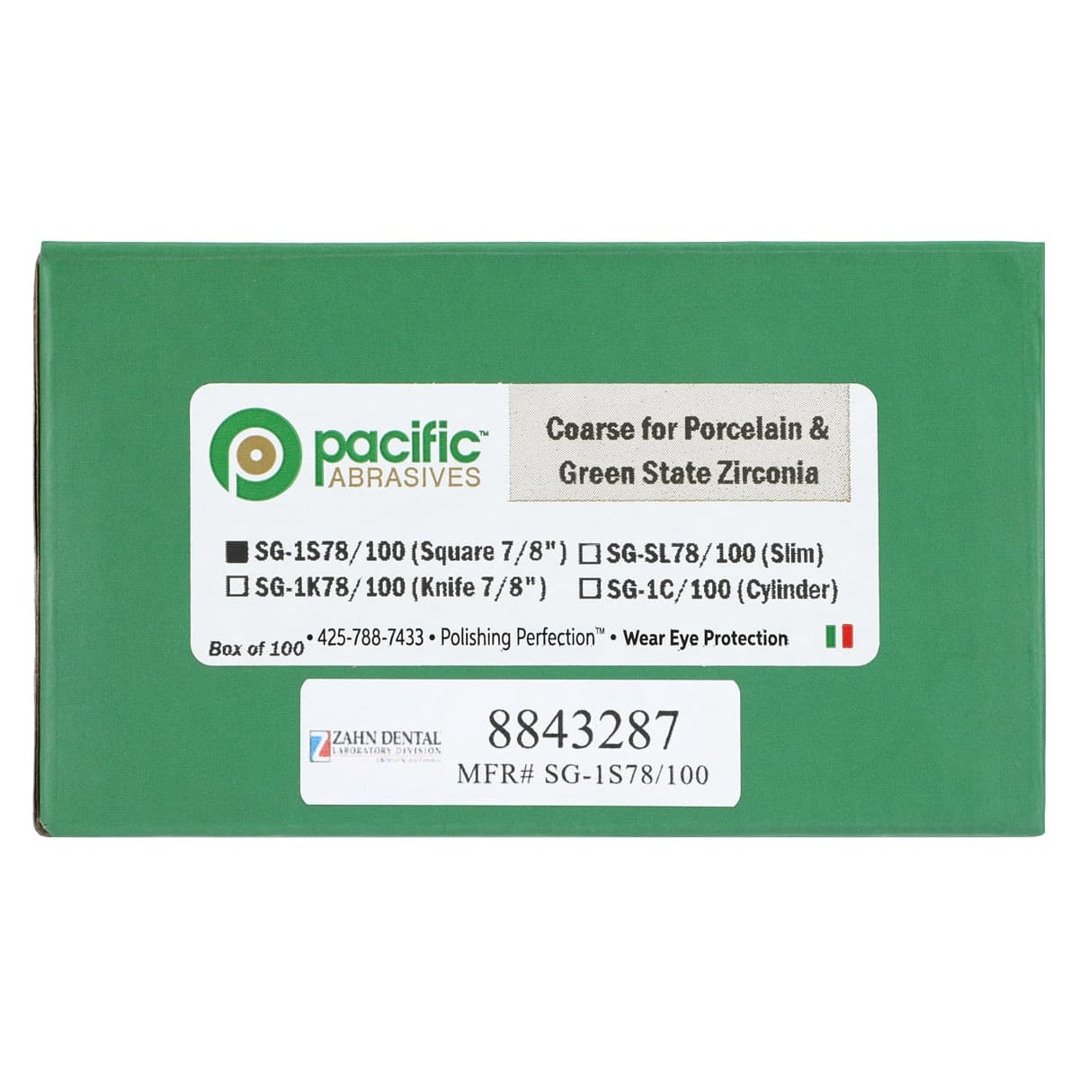 Pacific Abrasives Porcelain Polisher, Square Edge, Coarse, White, 7/8" x 1/8", 100/Box thumbnail 6