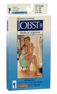 UltraSheer Compression Stocking, Thigh High, Closed Toe, Small, Natural/Beige - Ultrasheer Thigh High Beige - Image 1