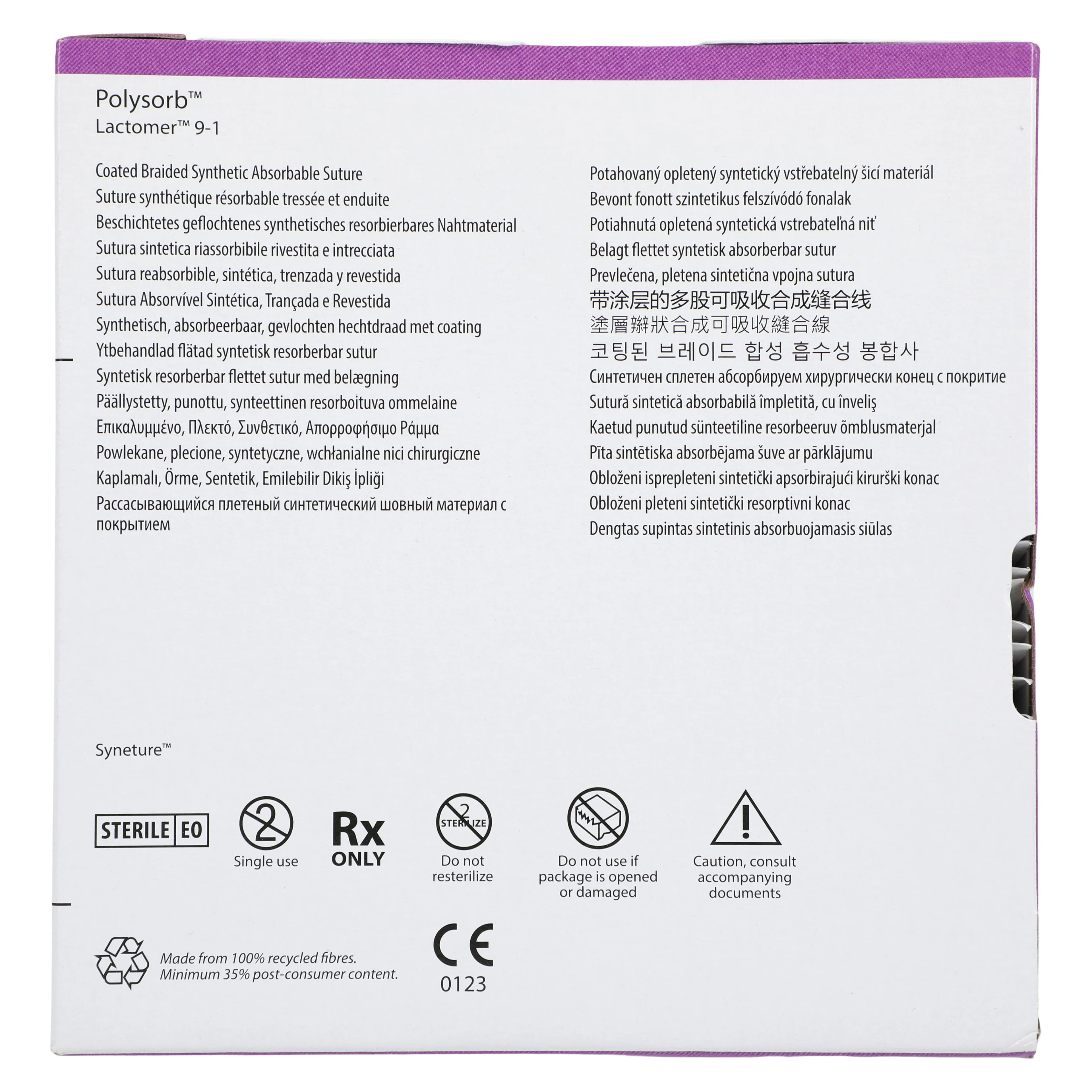 Medtronic Polysorb Absorbable Suture, 5-0, 30", C-13 Reverse Cutting 3/8 Circle Needle 19mm, Undyed, 36/Case thumbnail 5