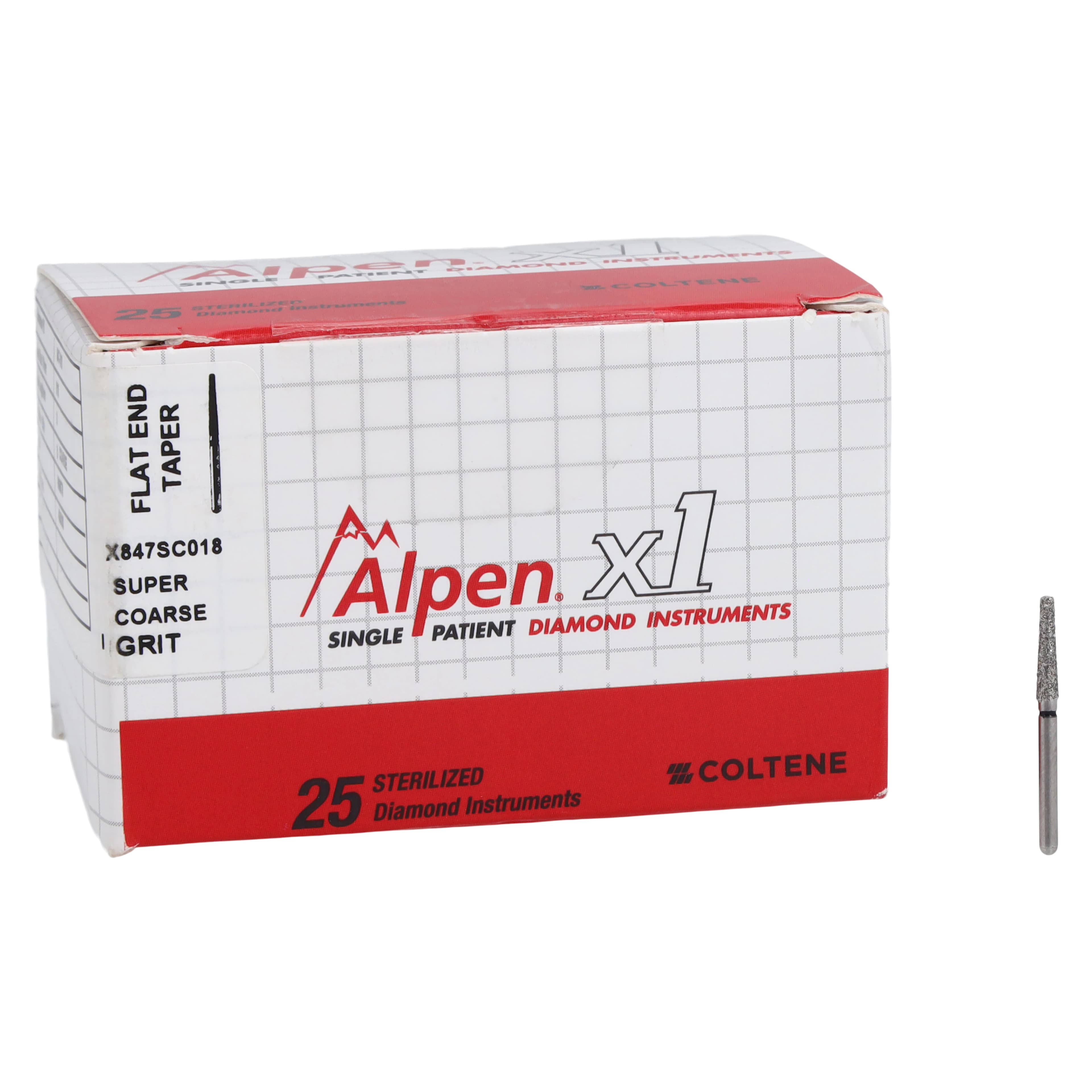 Alpen X1 Diamond Single-Use Bur, FG, #847-018SC, Tapered Flat End, Super Coarse, Black, 1.8 mm, 25/Pk, X847SC018 thumbnail 4