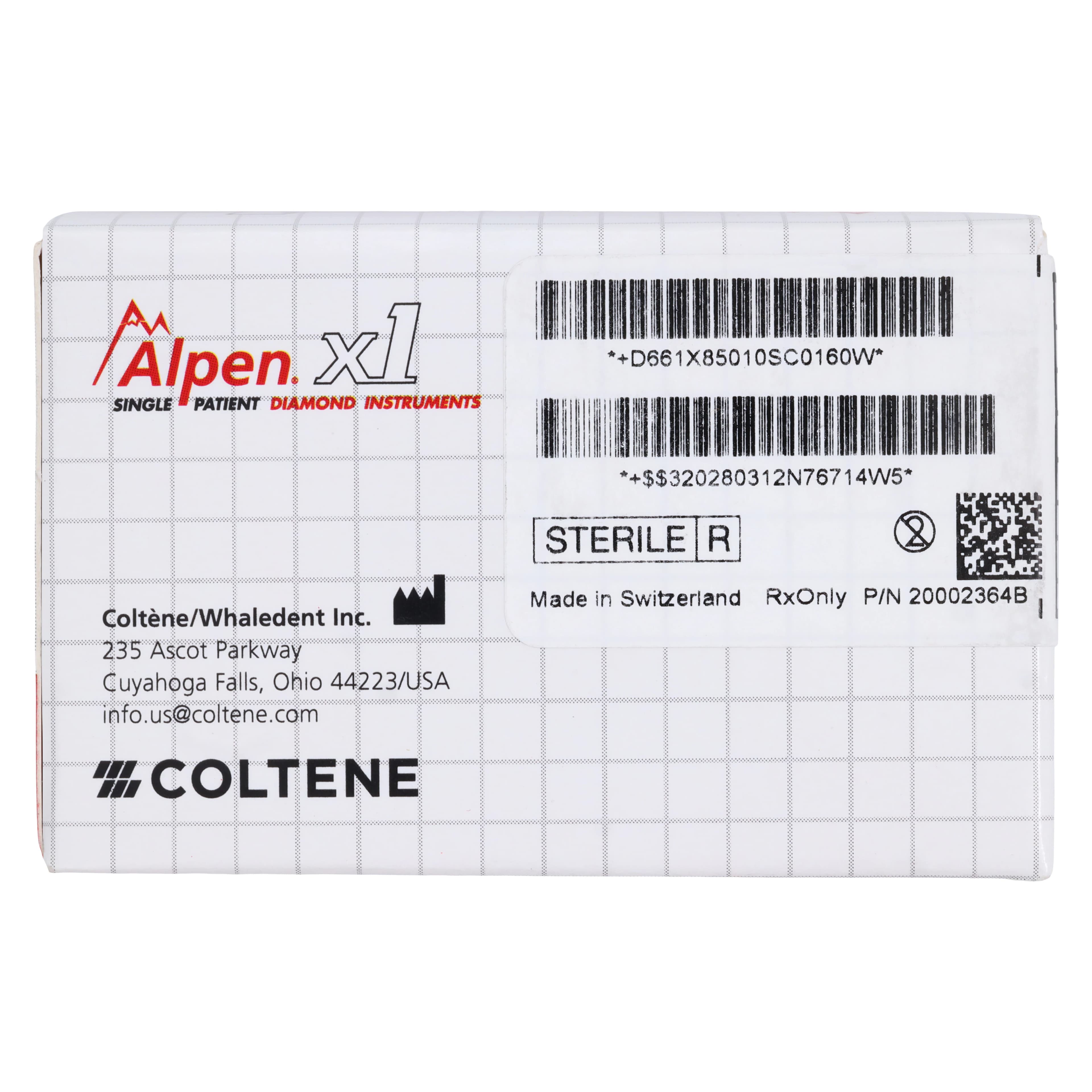 Alpen X1 Diamond Single-Use Bur, FG, #850-016SC, Tapered Round End, Super Coarse, Black, 1.6 mm, 25/Pk, X85010SC016 thumbnail 7