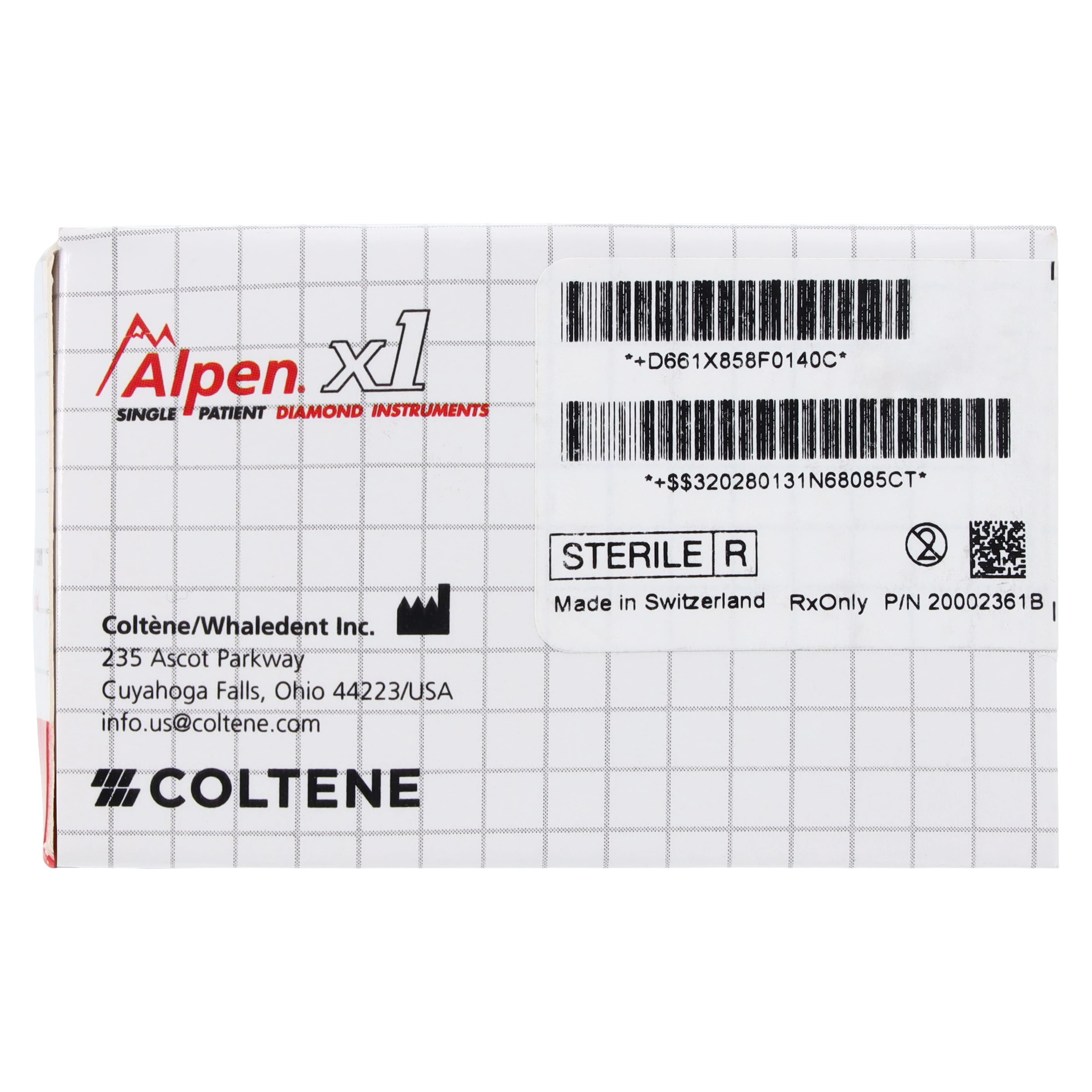 Alpen X1 Single-Use Diamond Bur, FG, #858-014F, Cone Pointed End, Fine Grit, Red Ring, 1.4 mm Diameter, 8.0 mm Length, 25/Pk, X858F014 thumbnail 5