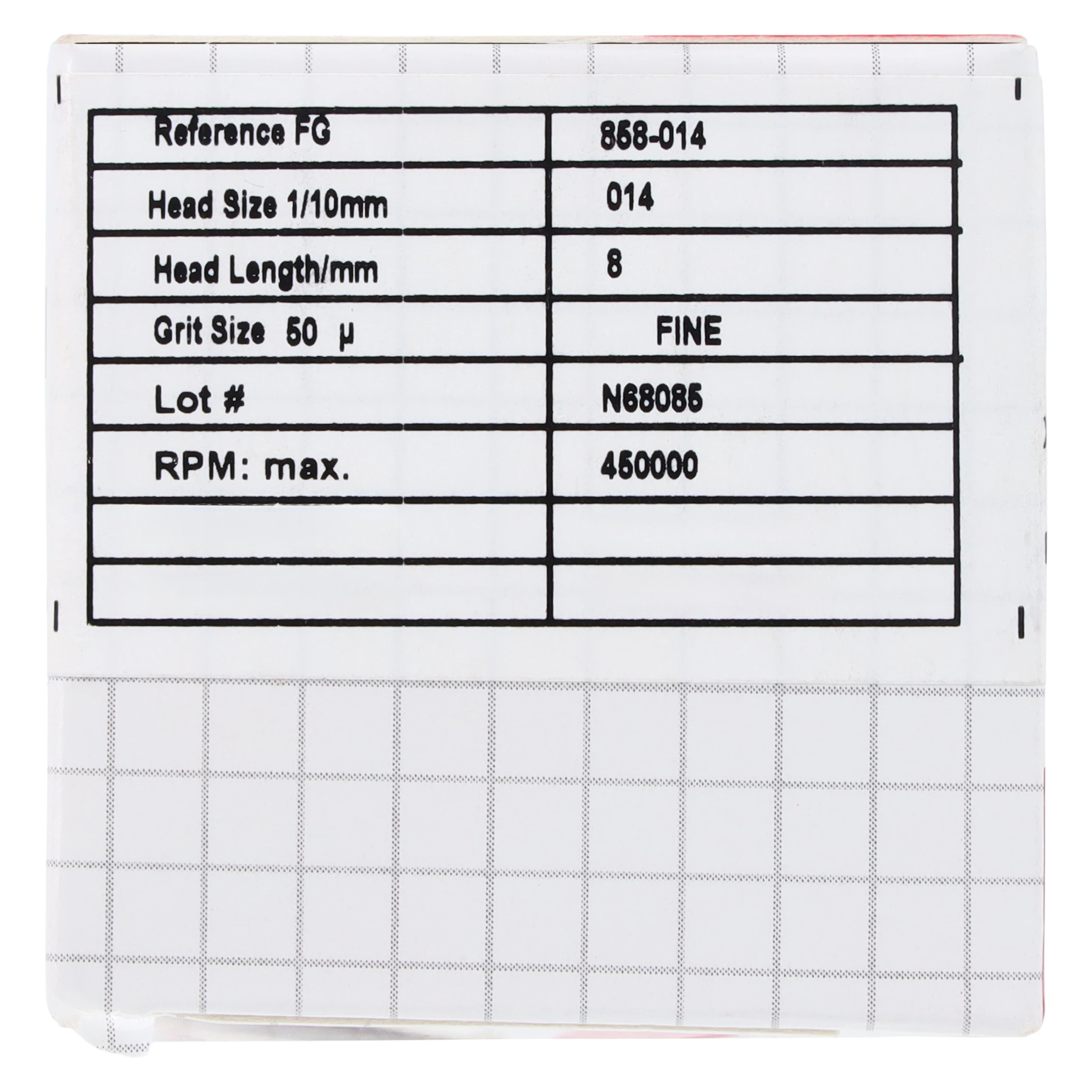 Alpen X1 Single-Use Diamond Bur, FG, #858-014F, Cone Pointed End, Fine Grit, Red Ring, 1.4 mm Diameter, 8.0 mm Length, 25/Pk, X858F014 thumbnail 6