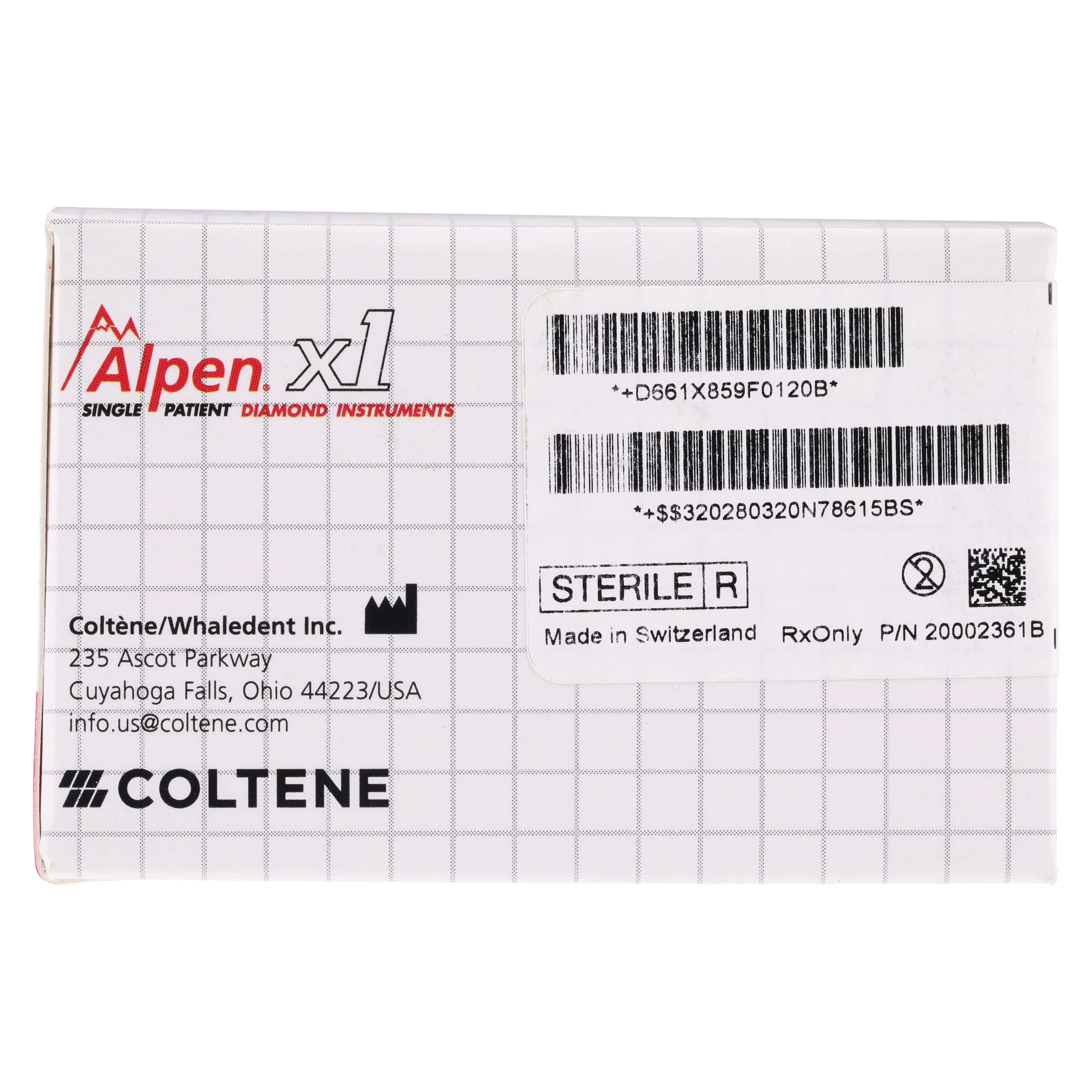 Alpen x1 Single-Use Diamond Bur, FG, #859-012F, Pointed Cone, Fine Grit, Red, 1.2 mm, 25/Pk, X859F012 thumbnail 7