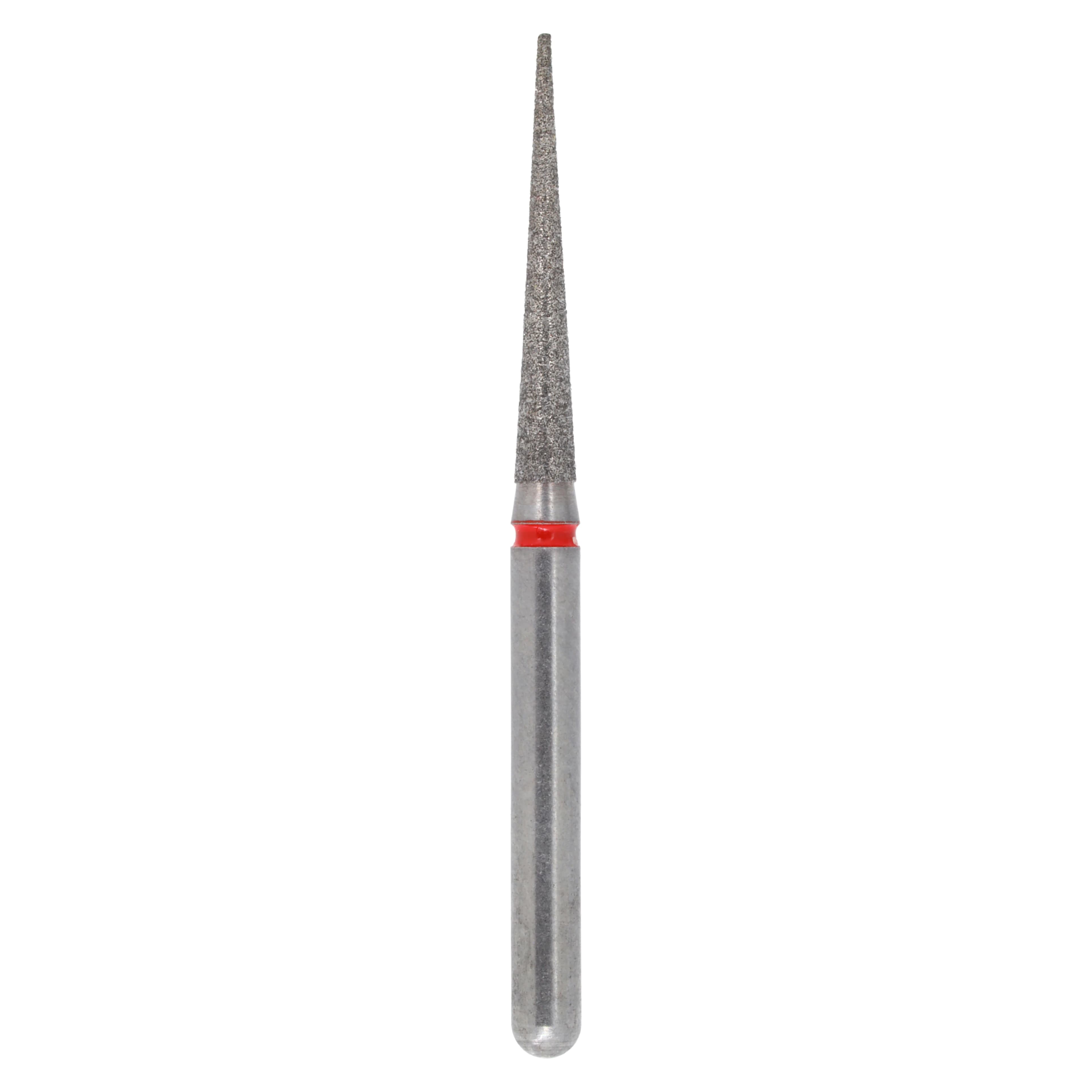 Alpen X1 Single-Use Diamond Bur, FG, #859-014F, Cone Pointed End, Fine Grit, Red Ring, 1.4 mm Diameter, 10.0 mm Length, 25/Pk, X859F014 - Alpen X1, Diamond Single Use Burs, FG, # 859-014F, Cone Pointed End, Fine, Red, 25/Pk, X859F014 - Image 1