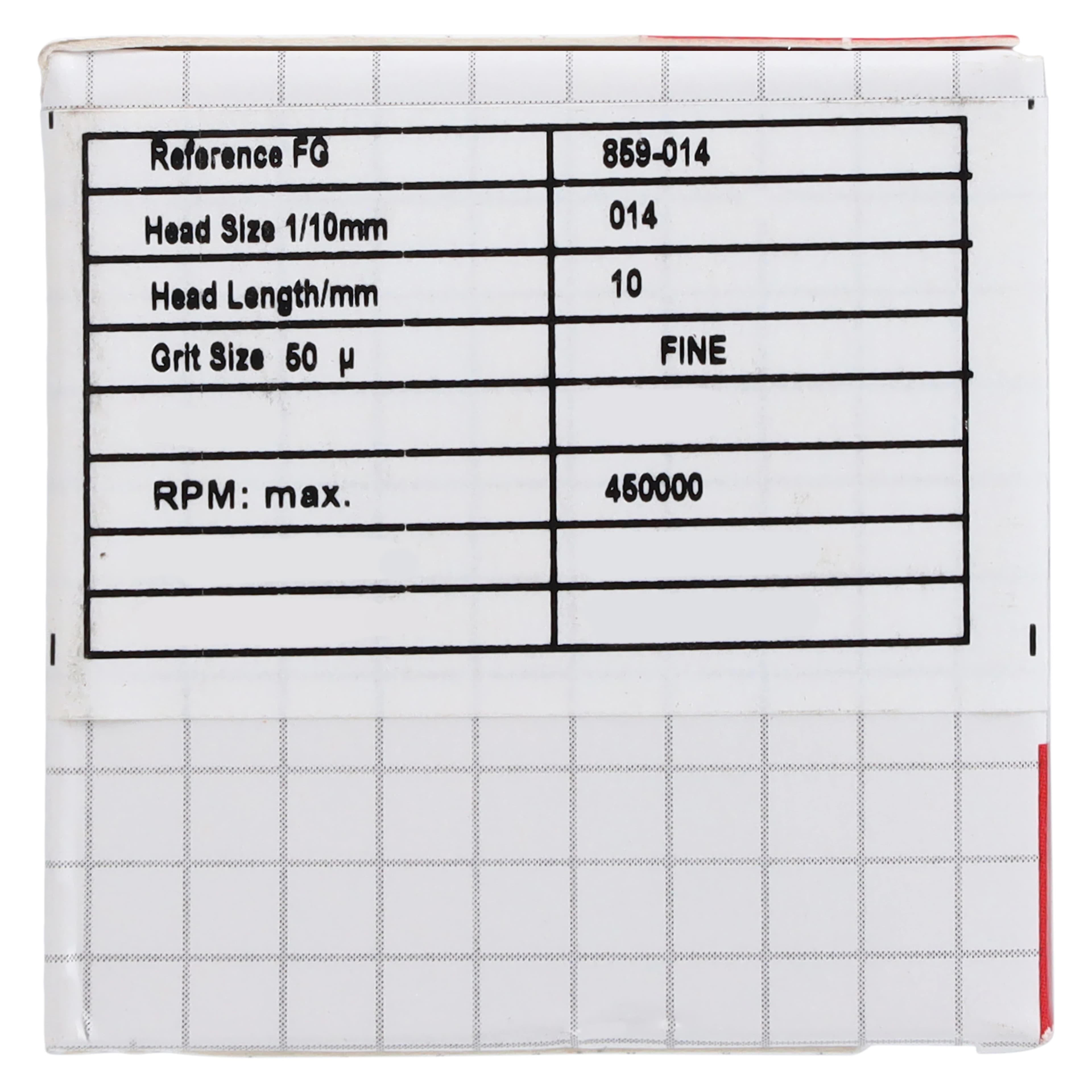 Alpen X1 Single-Use Diamond Bur, FG, #859-014F, Cone Pointed End, Fine Grit, Red Ring, 1.4 mm Diameter, 10.0 mm Length, 25/Pk, X859F014 thumbnail 6