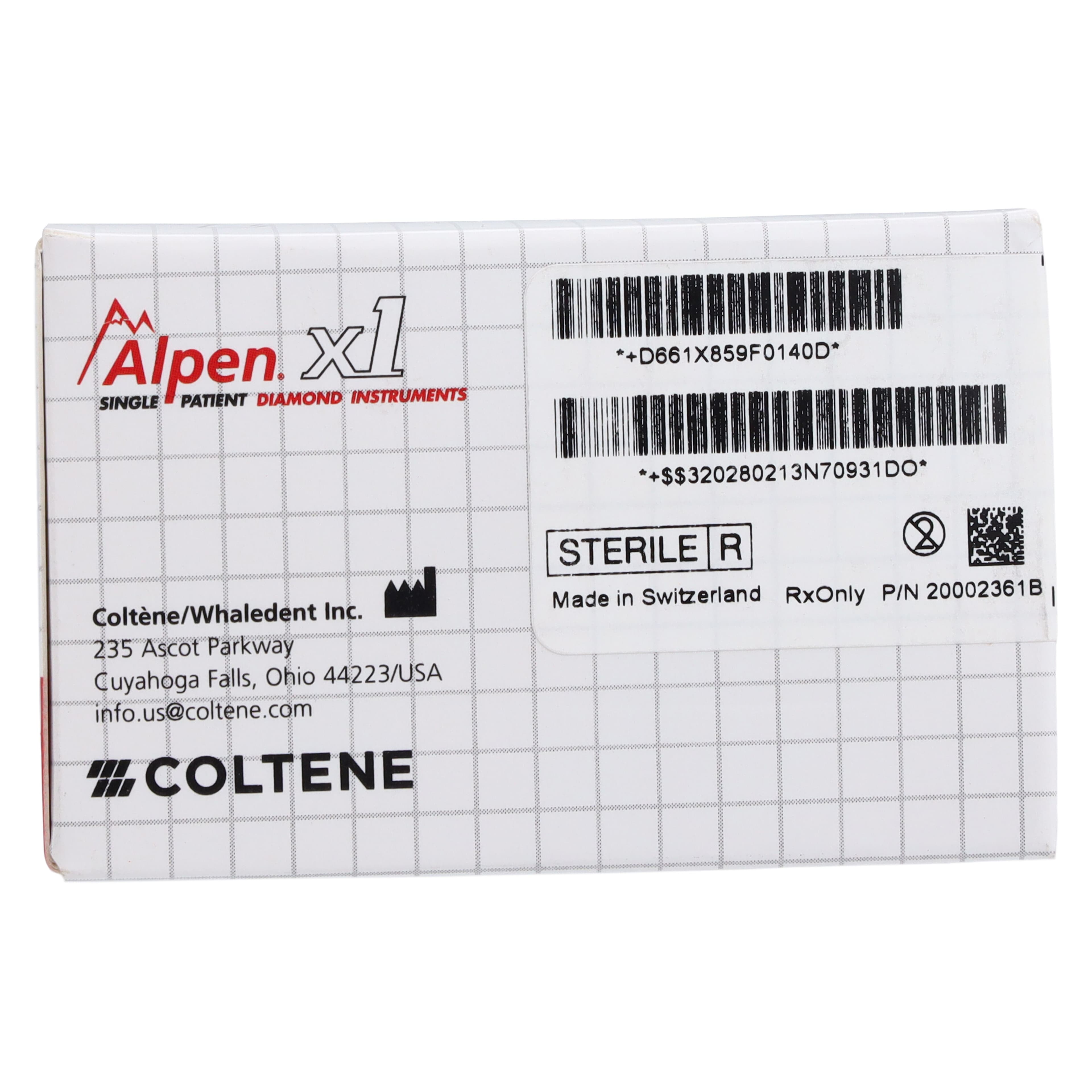 Alpen X1 Single-Use Diamond Bur, FG, #859-014F, Cone Pointed End, Fine Grit, Red Ring, 1.4 mm Diameter, 10.0 mm Length, 25/Pk, X859F014 thumbnail 7