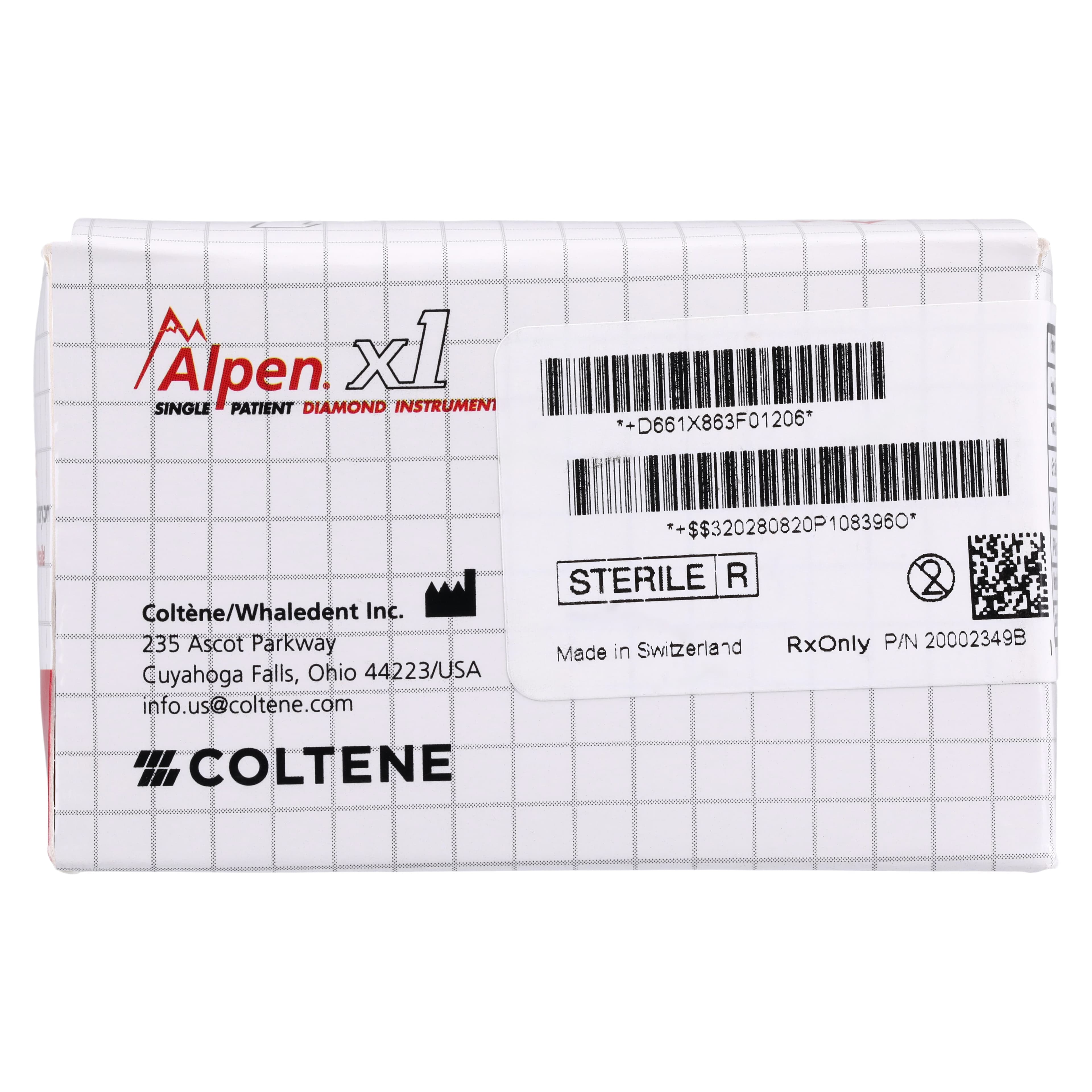 Alpen x1 Single-Use Diamond Bur, FG, Fine Grit, Flame Shape, #863-012, 1.2 mm Diameter, 10.0 mm Length, 25/Pk, X863F012 thumbnail 7