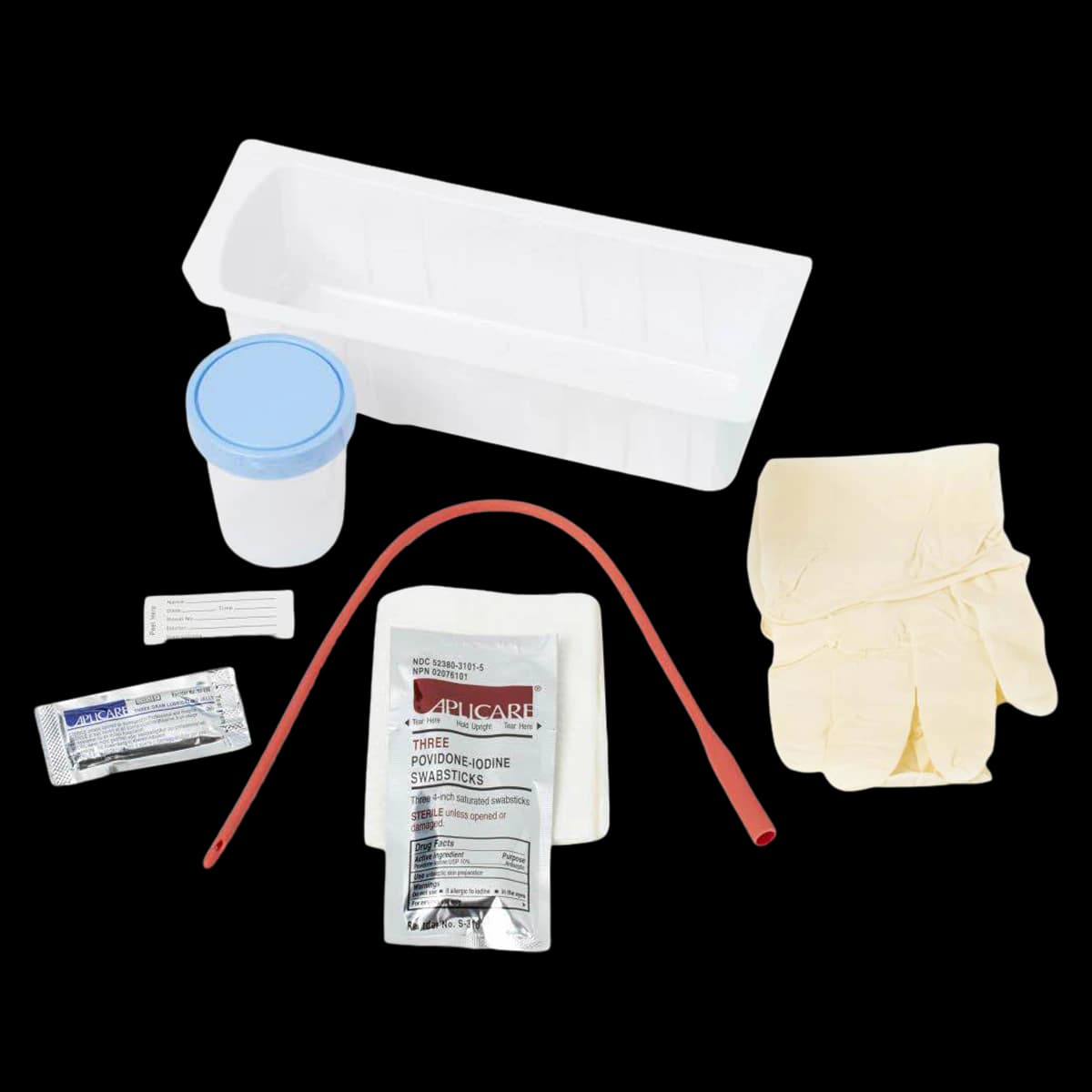 Medline Urethral Red Rubber Foley Catheter Tray, 15 Fr, 3-Pack - Urethral Red Rubber Tray 3pk - Image 1