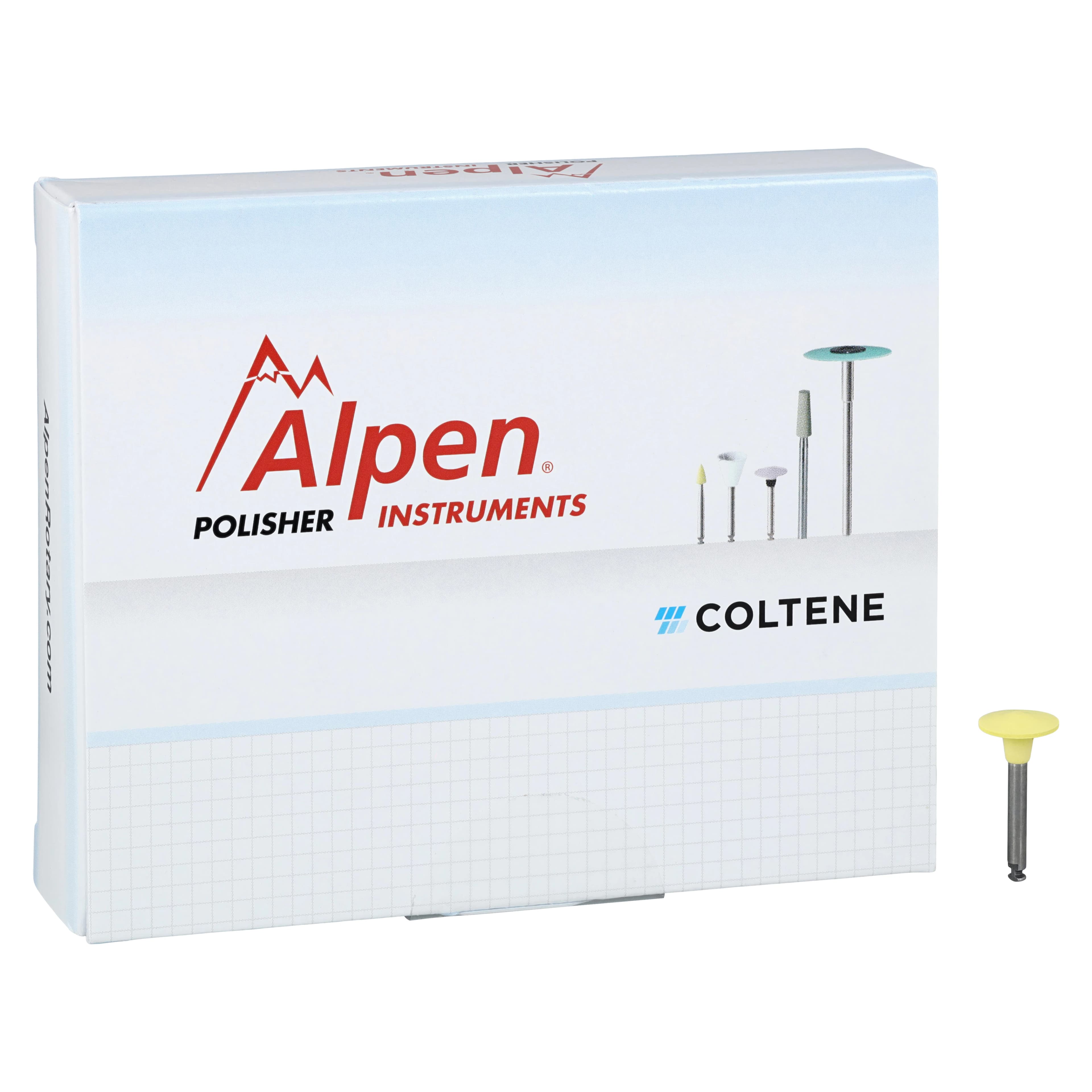 Alpen Composite Polisher, Small Lens, RA, Fine, Yellow, 10 mm, 5/Pk, RP230069RA - Alpen Polisher Lens Small Fine 5/Pk - Image 1