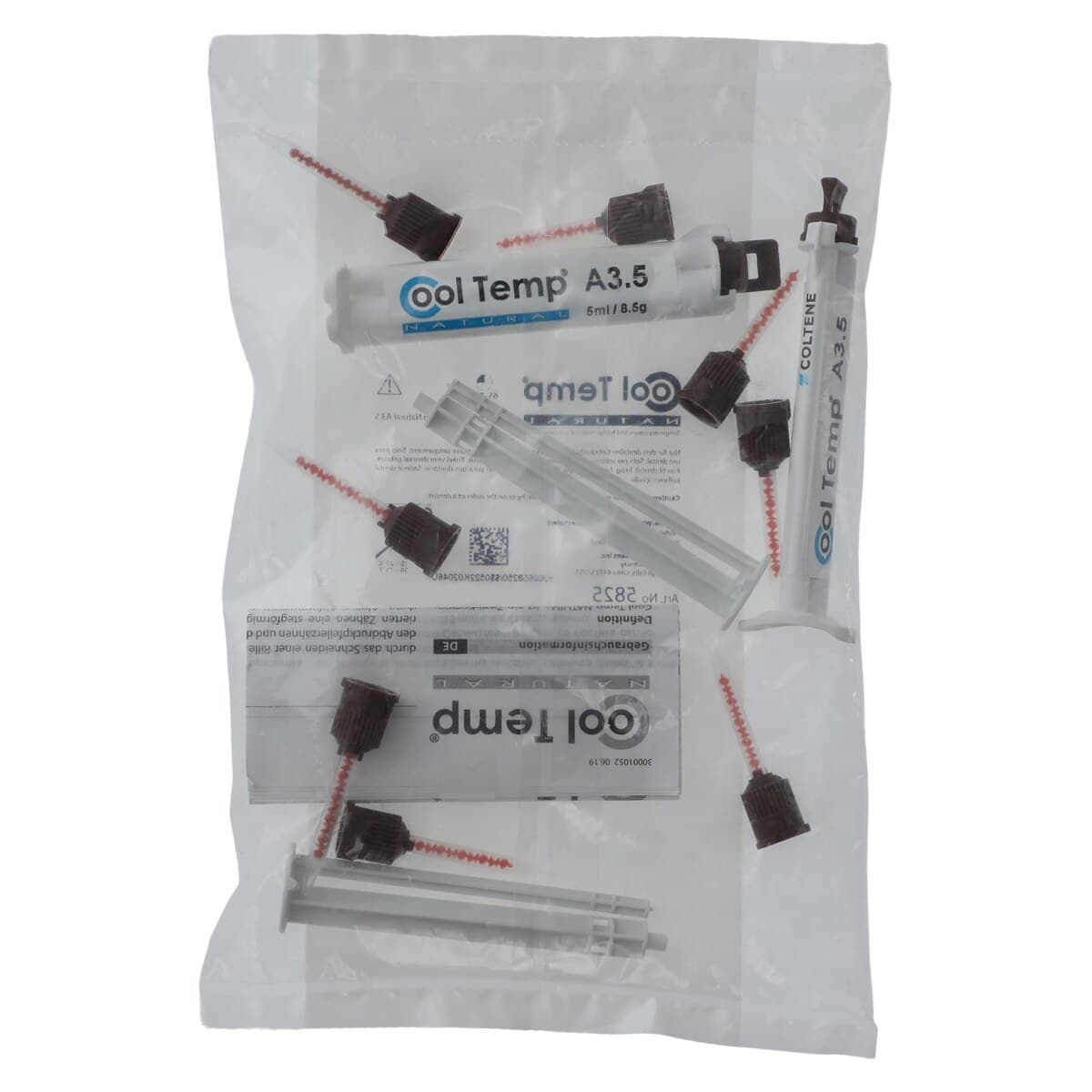 Cool Temp Natural Temporary Crown & Bridge Material, Automix Syringe Refill, Shade A3.5, 2 x 5 mL Syringes with 8 Mixing Tips, #5825 thumbnail 2