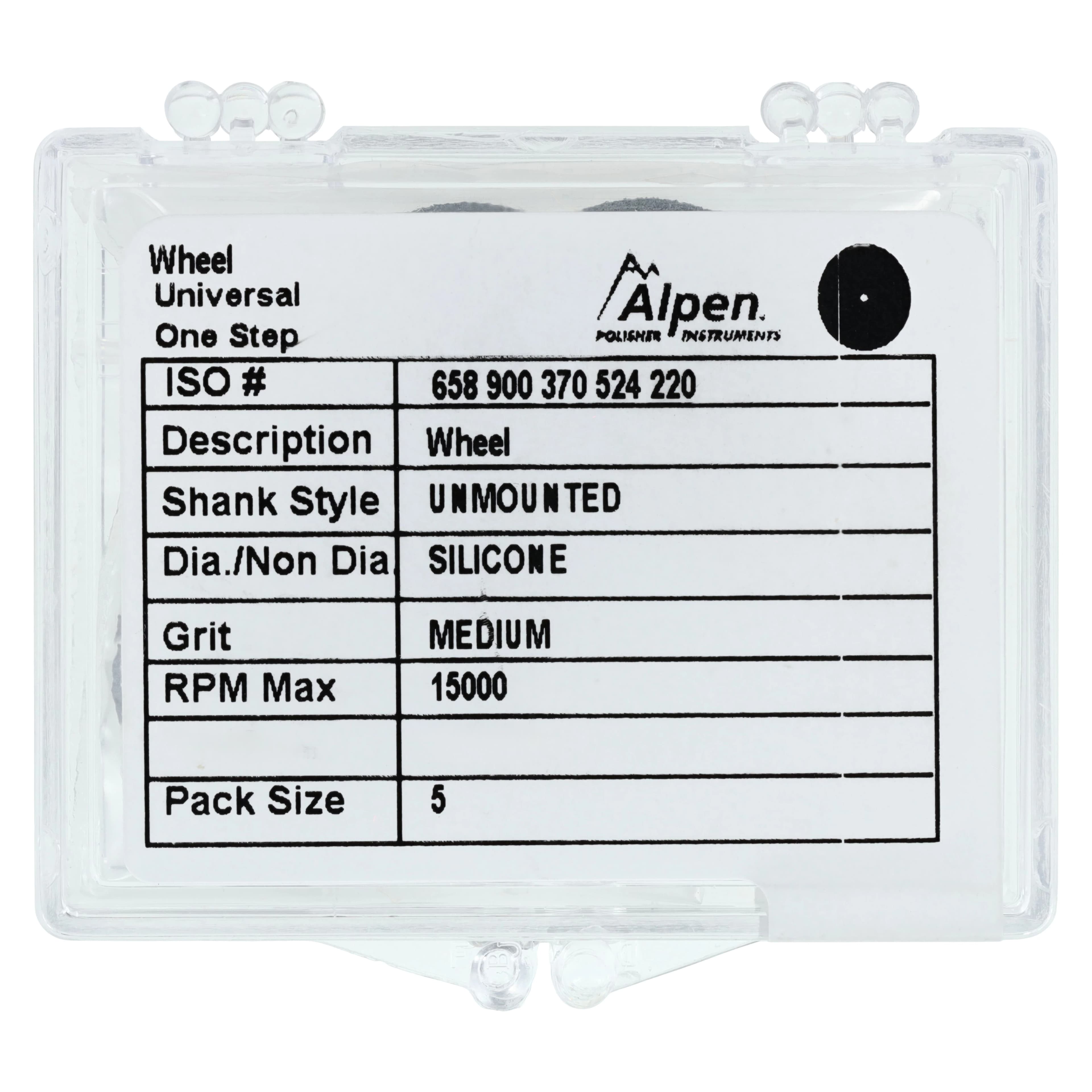 Coltene Alpen Ceramic Polisher, Standard Wheel, Medium Grit, Unmounted (UM), 5/Pkg, 230136UM - Alpen Ceramic Polishers - Alpen Polisher Ceramic 5/Pkg Wheel Medium UM - Image 1
