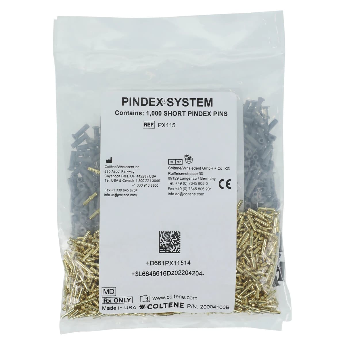 Pindex Short Pins and Plastic Sleeves, 10 mm, Bulk Pack of 1000 Pins and 1000 Sleeves, PX115 - Pindex Short Pins and Plastic Sleeves / Covers, Bulk Pack, 10 mm, 1000/Pk, PX115 - Image 1