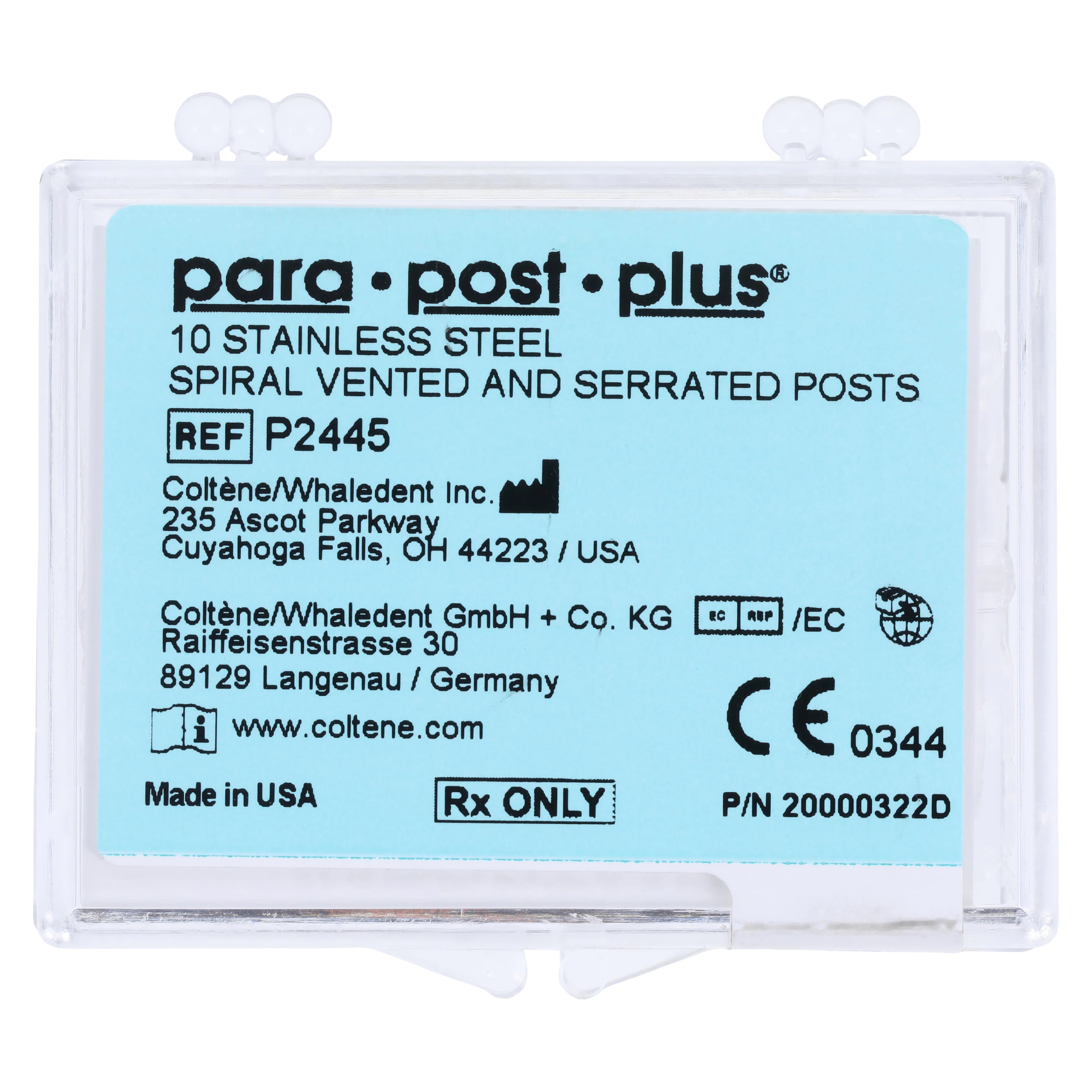 ParaPost Plus Stainless Steel Endodontic Posts, Size 5, 0.050" (1.25mm), Red, 10/Pk, P2445 - ParaPost Plus Posts, Stainless Steel, Red, 10/Pk, P2445 - Image 1