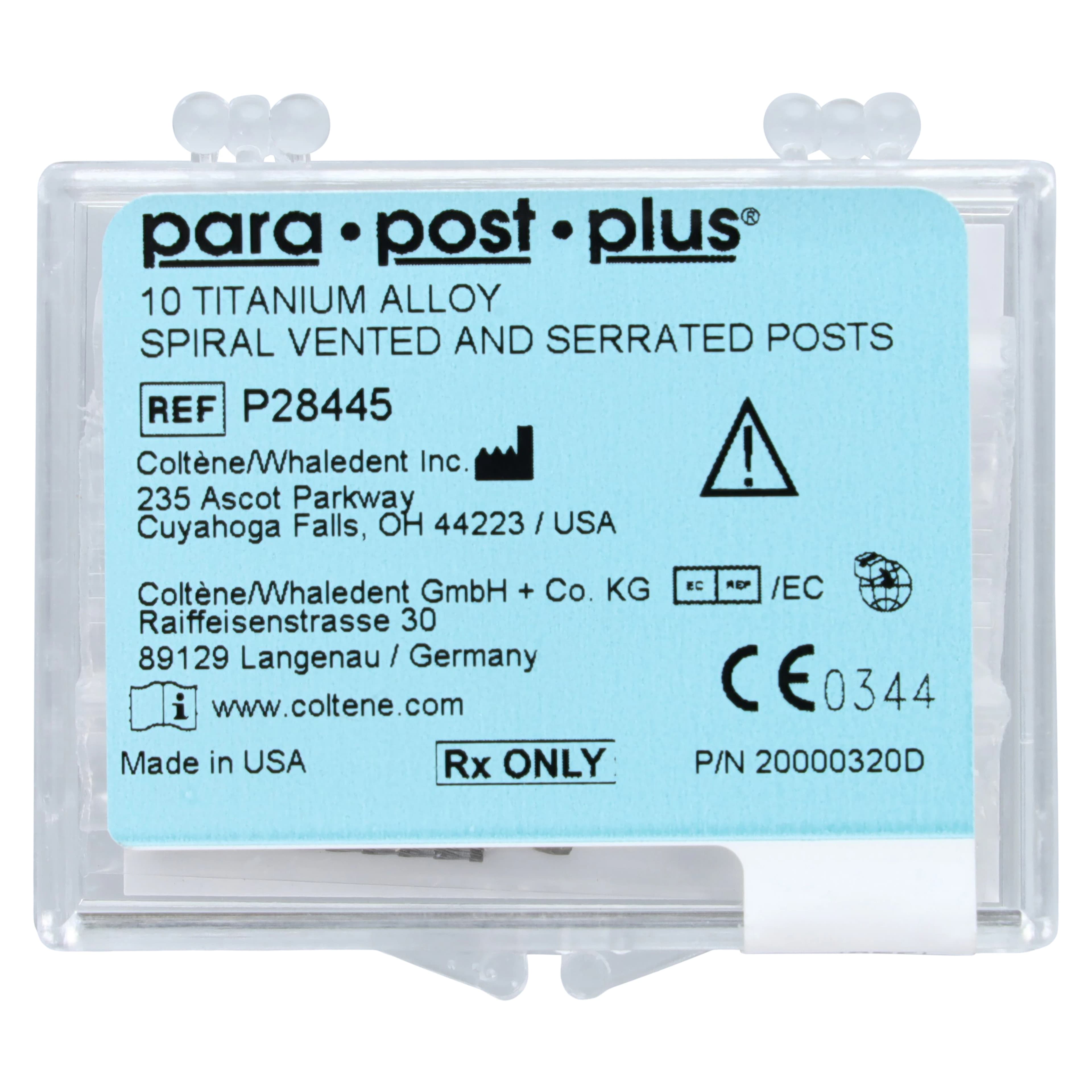 ParaPost Plus Titanium Endodontic Post Refill, Size 4.5 (0.045"/1.14mm), Blue, 10/Pk, P284-4.5 - ParaPost Plus Posts, Titanium, Blue, 10/Pk, P2844.5 - Image 1