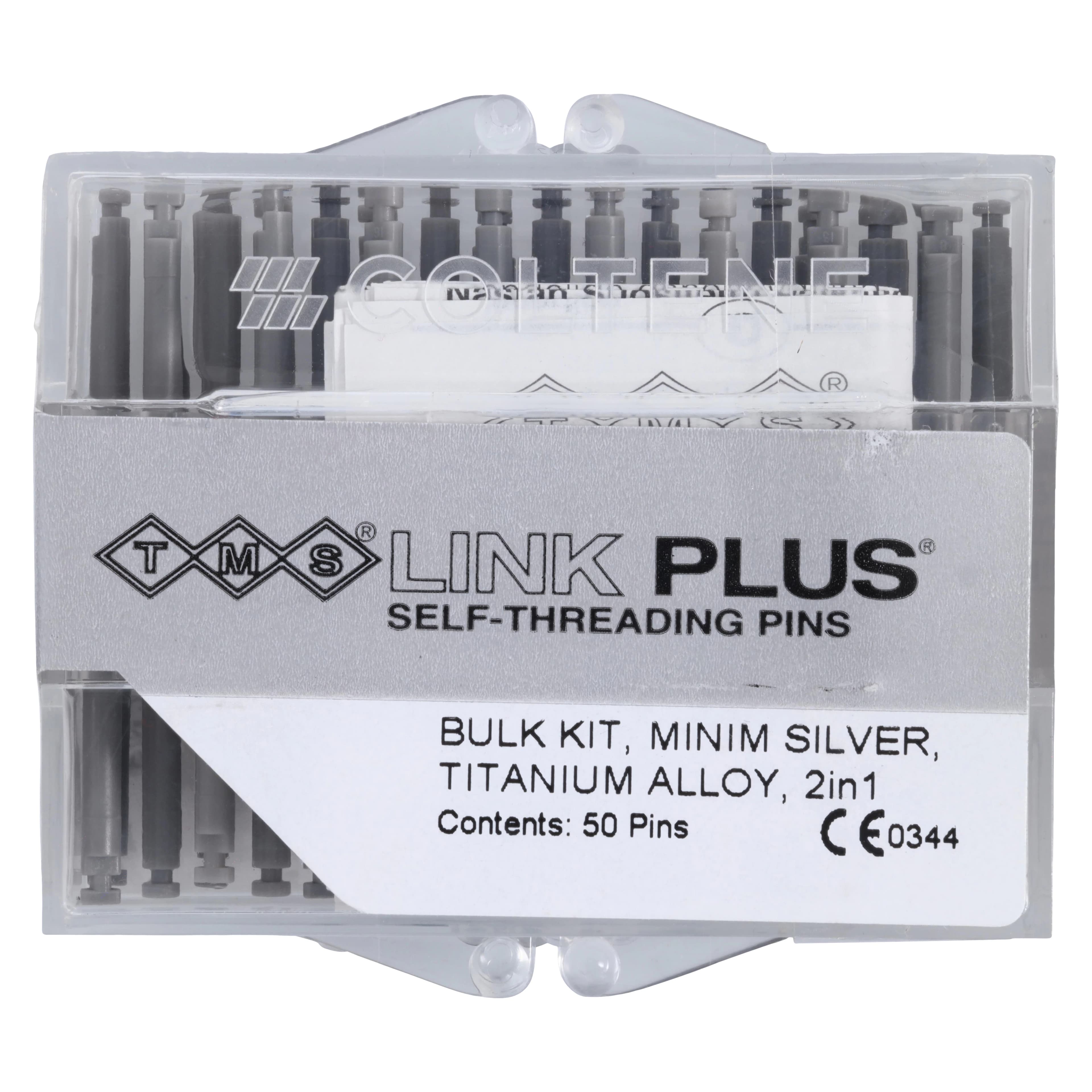 TMS Link Plus Self-Threading Pins, Titanium Alloy, Double-Shear, Minim, 0.021" (0.525 mm), Silver, Bulk Kit of 50, L-842 - Thread Mate System Link Plus Pins, Titanium Alloy, Double-Shear, Minim 2/1 Bulk Kit, 0.021", Silver, 50/Pk, L842 - Image 1
