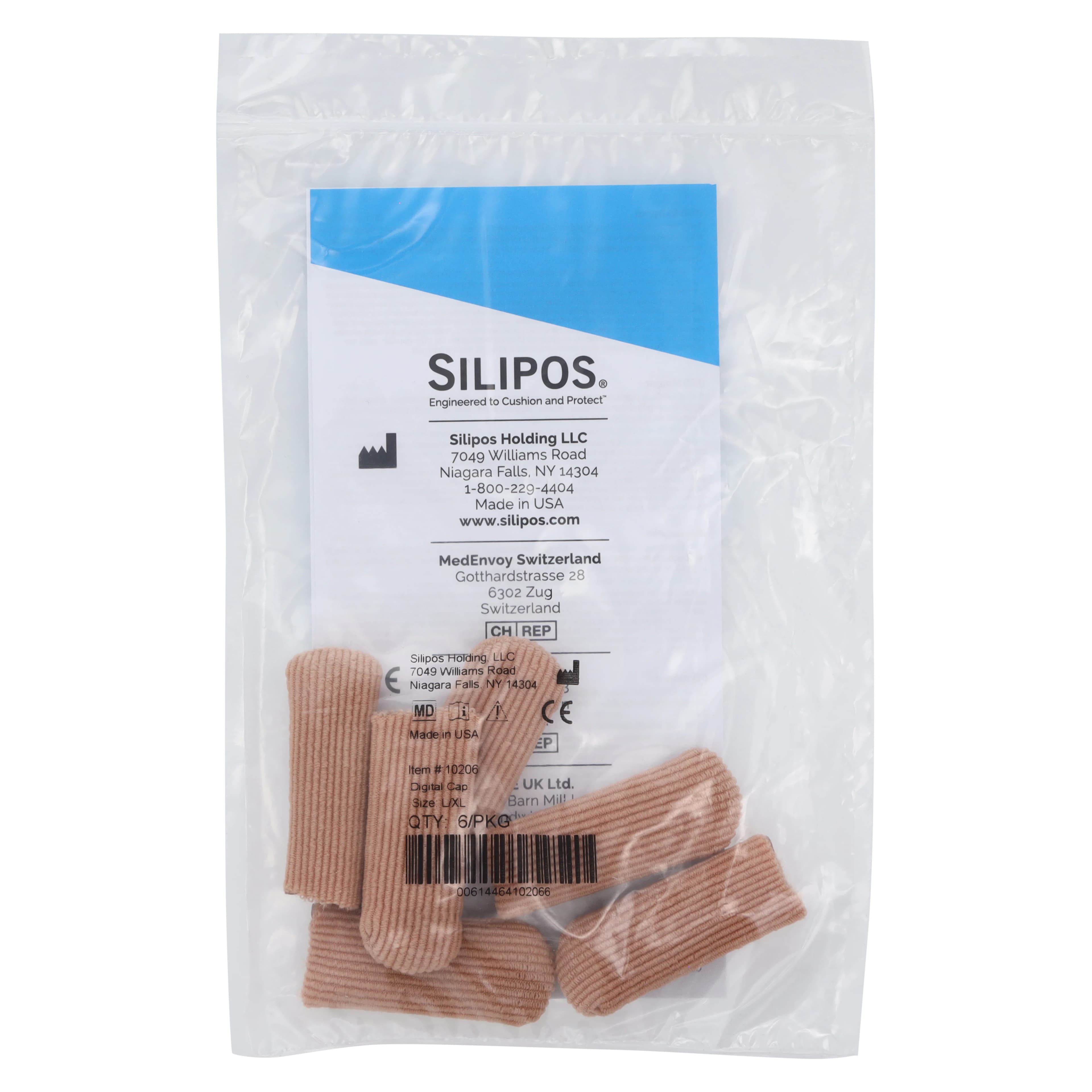 Silipos Digital Cap Seamless Toe Protector, Gel with Ribbed Knit Fabric, Mineral Oil, Large/X-Large thumbnail 4