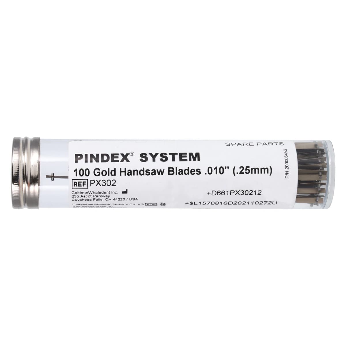 Pindex PX-302 Replacement Saw Blades, 0.010" (0.25 mm), Gold, 100/Pk - Pindex Blades .010 100/Pk - Image 1