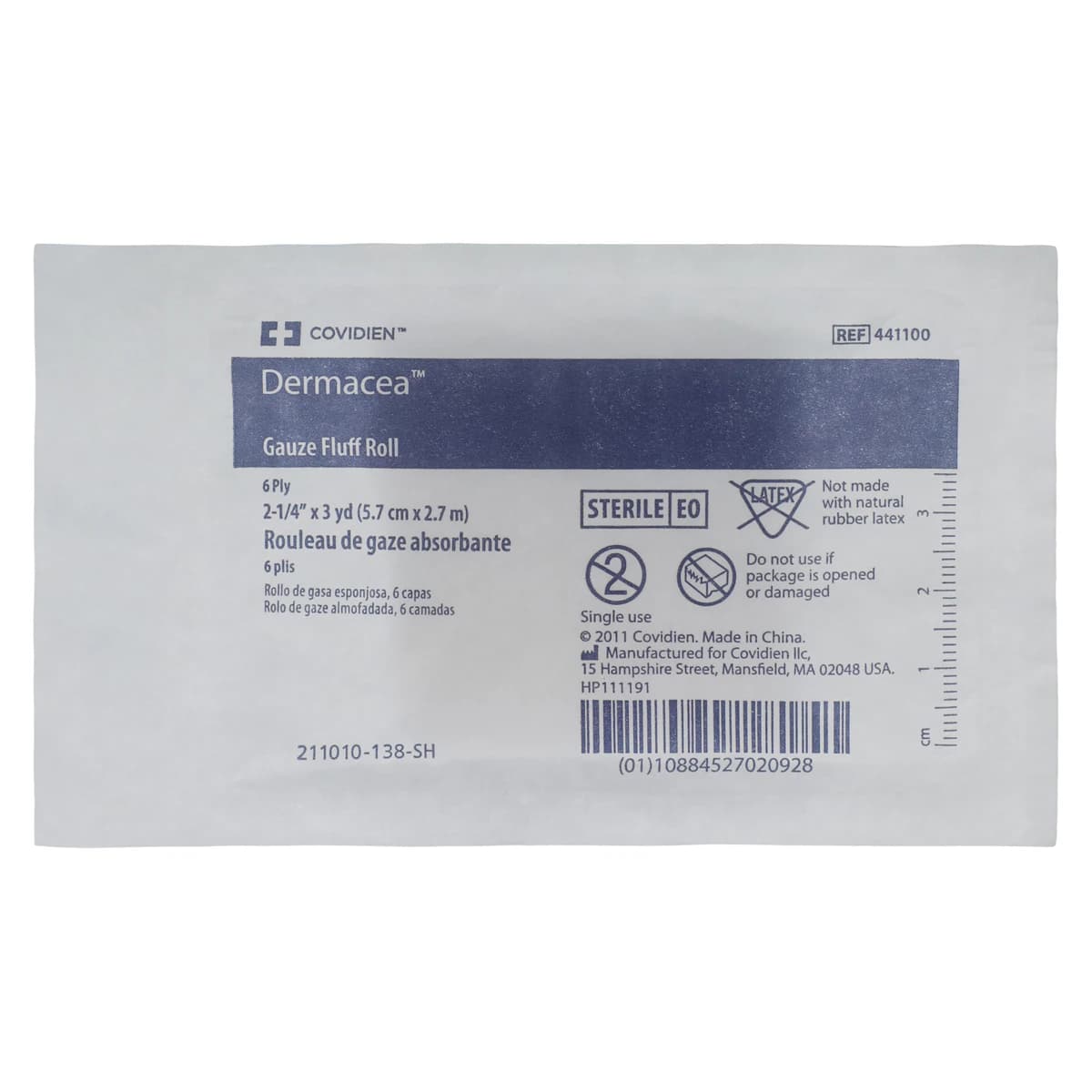 Dermacea Gauze Bandage Cotton Fluff, 2.25" x 3 yd, 6 Ply, Sterile, 1/Roll - Gauze Fluff Rl Dermace 6Ply ST - Image 1