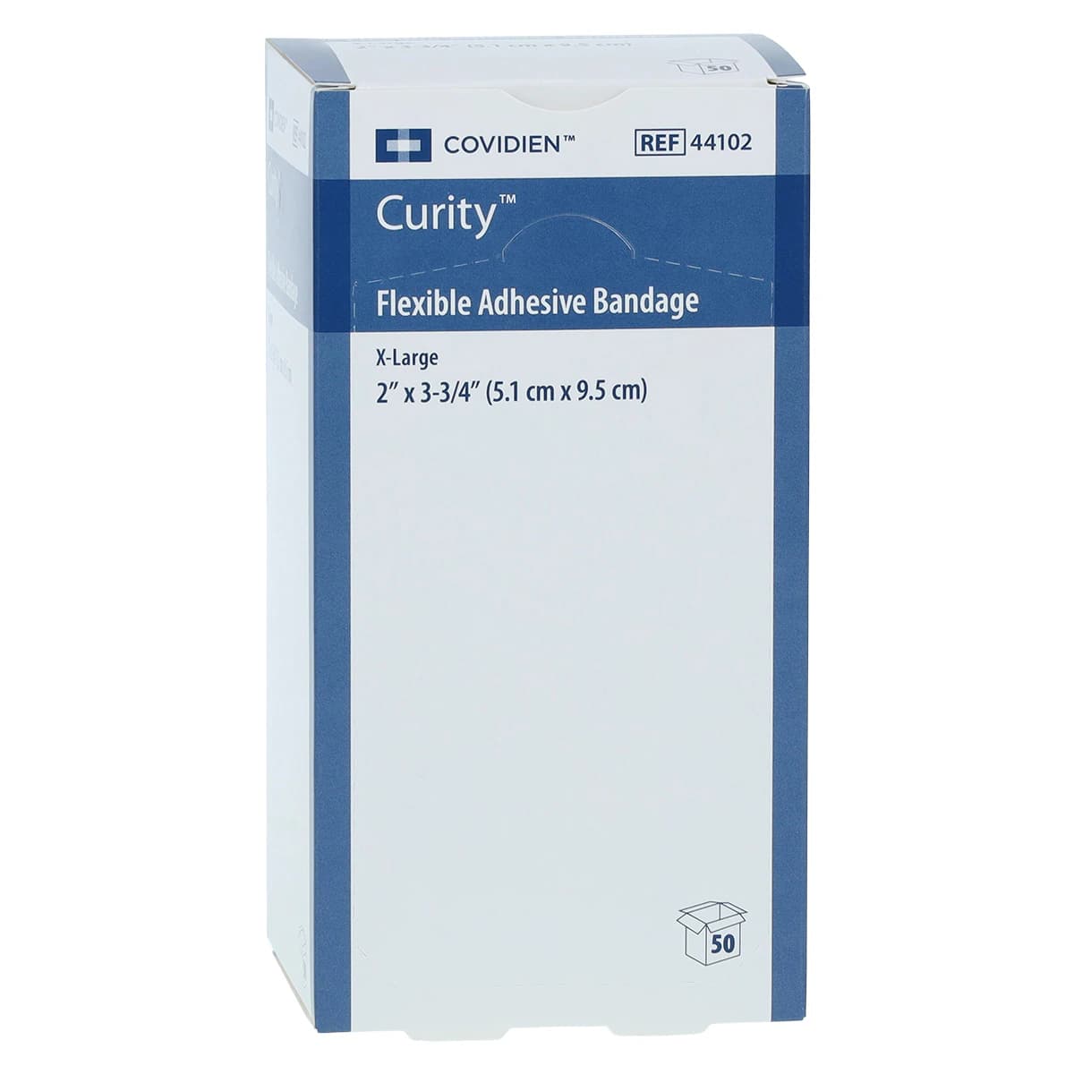 Curity Adhesive Bandage Fabric Patch, 2" x 3.75", Tan, Sterile, 50/Box - Bandage Curity Fabric Patch XL - Image 1