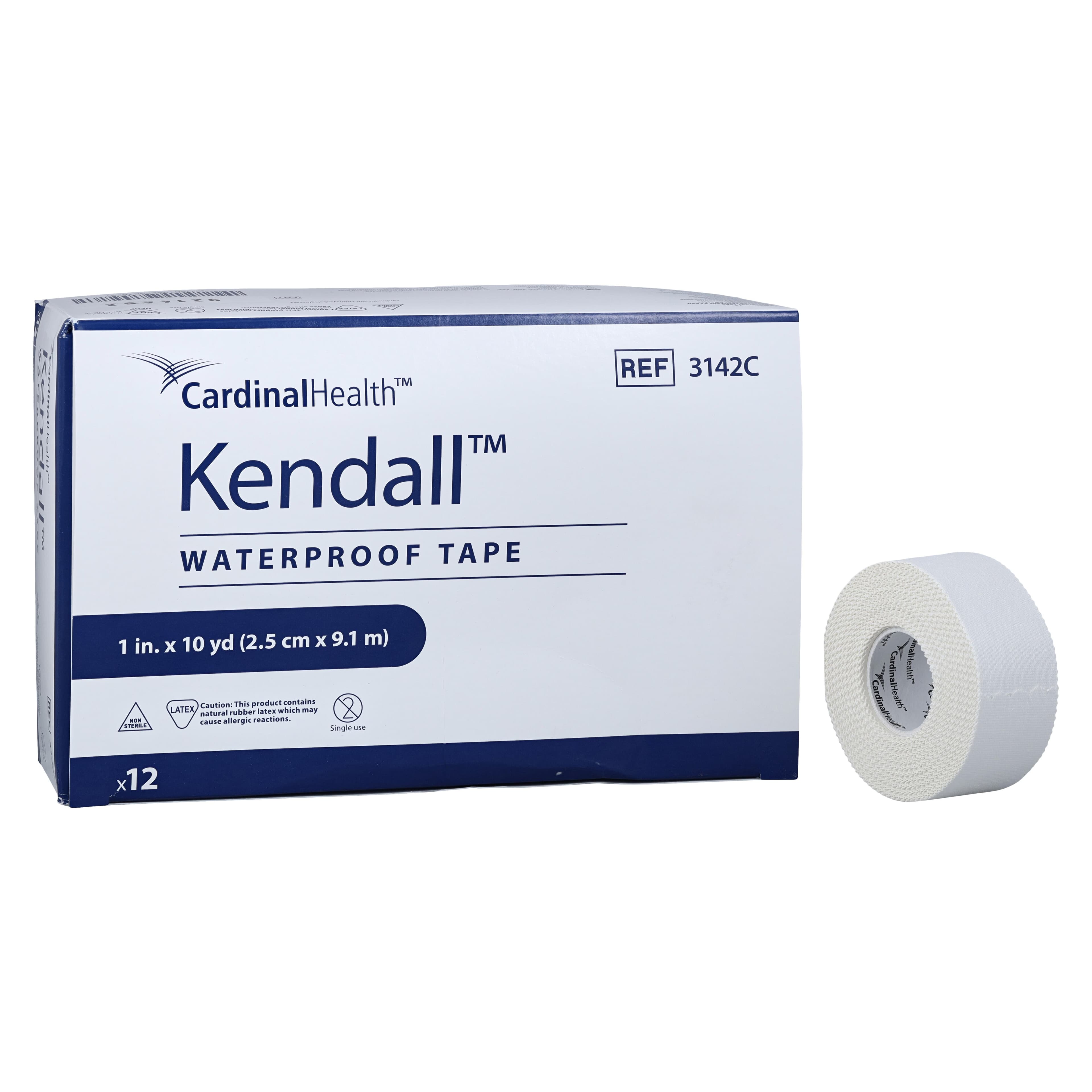 Kendall Waterproof Cloth Tape, White, 1" x 10 yd, Non-Sterile, 12/Box thumbnail 2