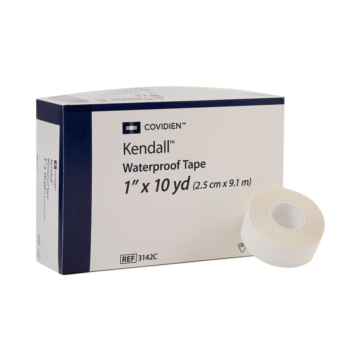 Kendall Waterproof Cloth Tape, White, 1" x 10 yd, Non-Sterile, 12/Box - Tape Kendall Waterproof White - Image 1