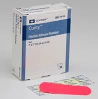 Curity Flex Fabric Adhesive Bandages, Neon Strips, 1" x 3", Sterile, 50/Box - Curity Flex Bandge Neon Strips - Image 1
