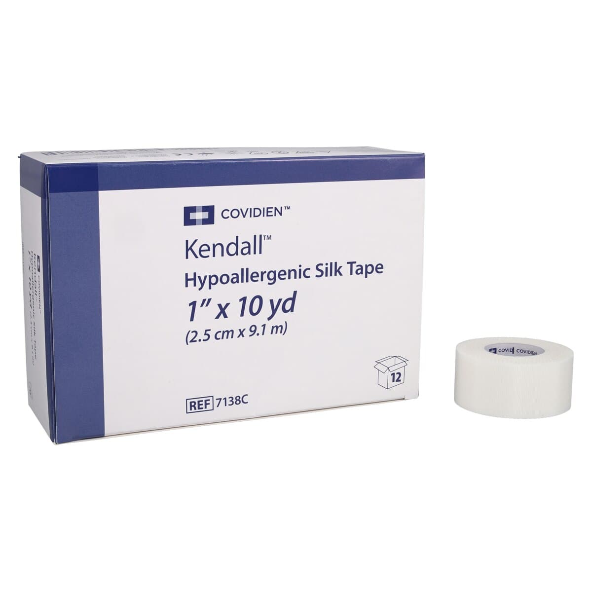 Kendall Hypoallergenic Silk Tape, 1" x 10 yds, White, Non-Sterile, 12/Box thumbnail 2