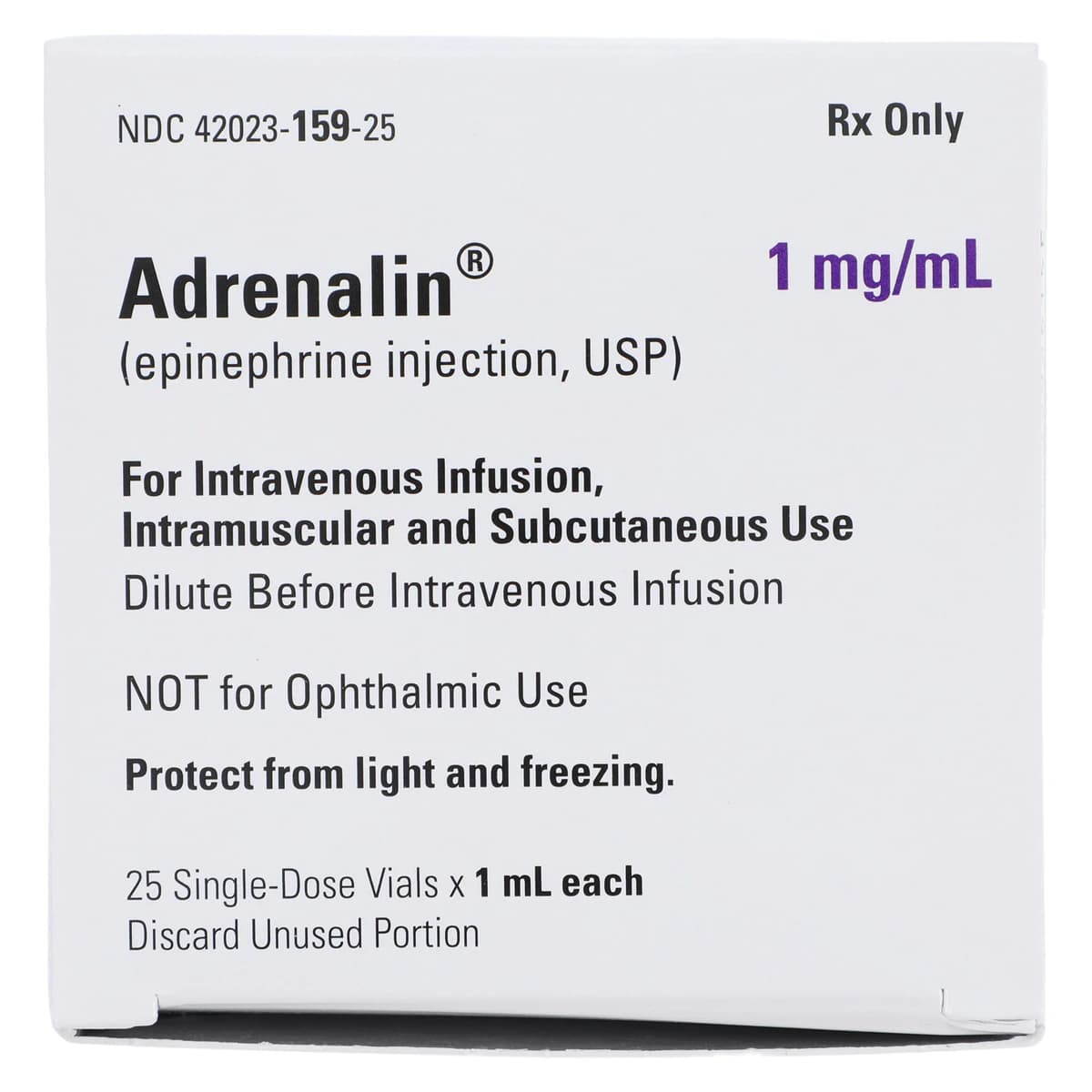 Adrenalin Injection 1mg/mL (1:1000), Single Dose Vial, 1mL, 25/Package thumbnail 5