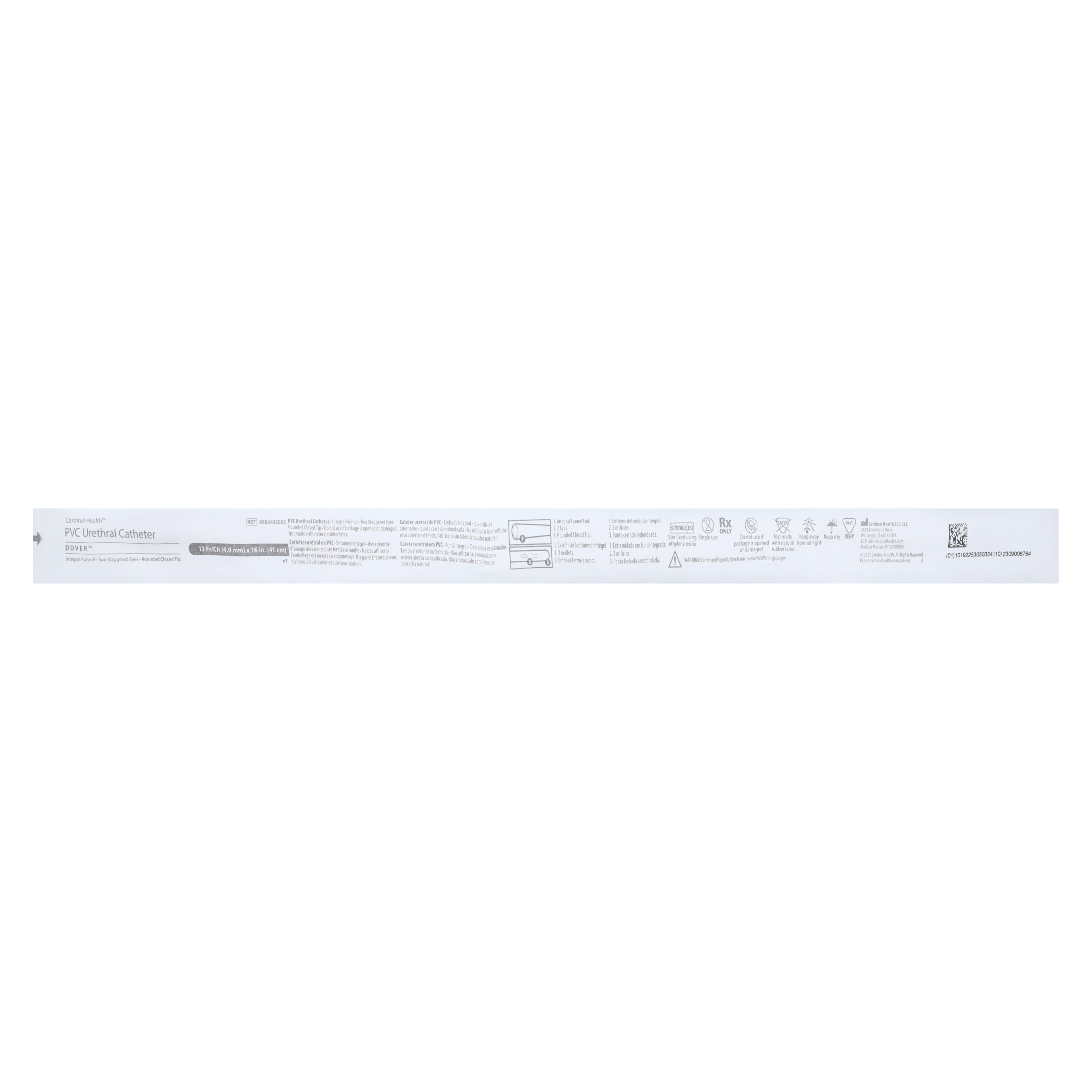 Dover Rob-Nel Intermittent Catheter, 12 Fr, Red Rubber, Tapered Round Tip - Rob-Nel Catheter 12Fr - Image 1