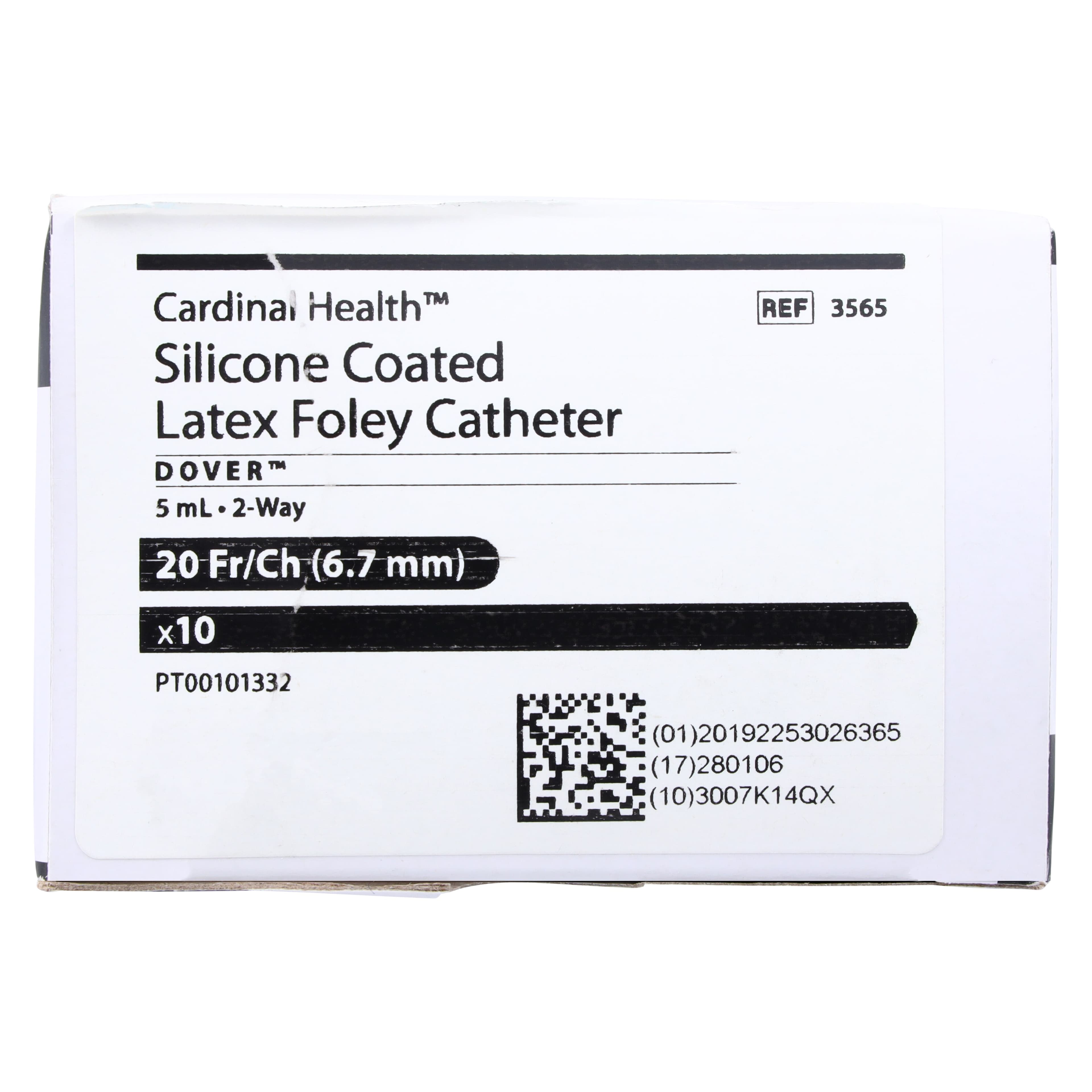 Dover 2-Way Foley Catheter, Silicone Coated Latex, 20 Fr, 5 cc Balloon, Straight Tip, Sterile, 3565 thumbnail 4